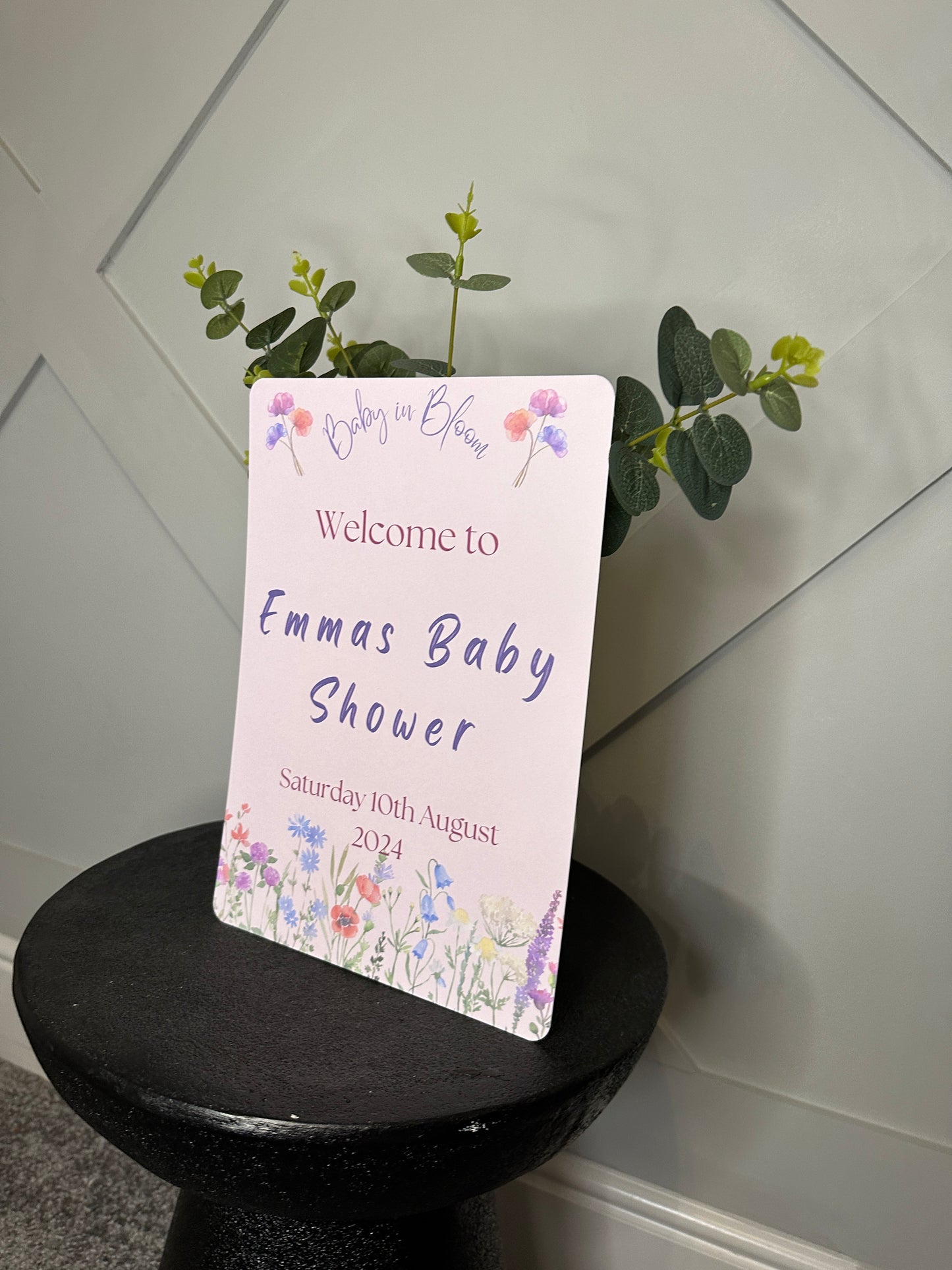 Baby In Bloom Welcome Sign- A3 or A4.