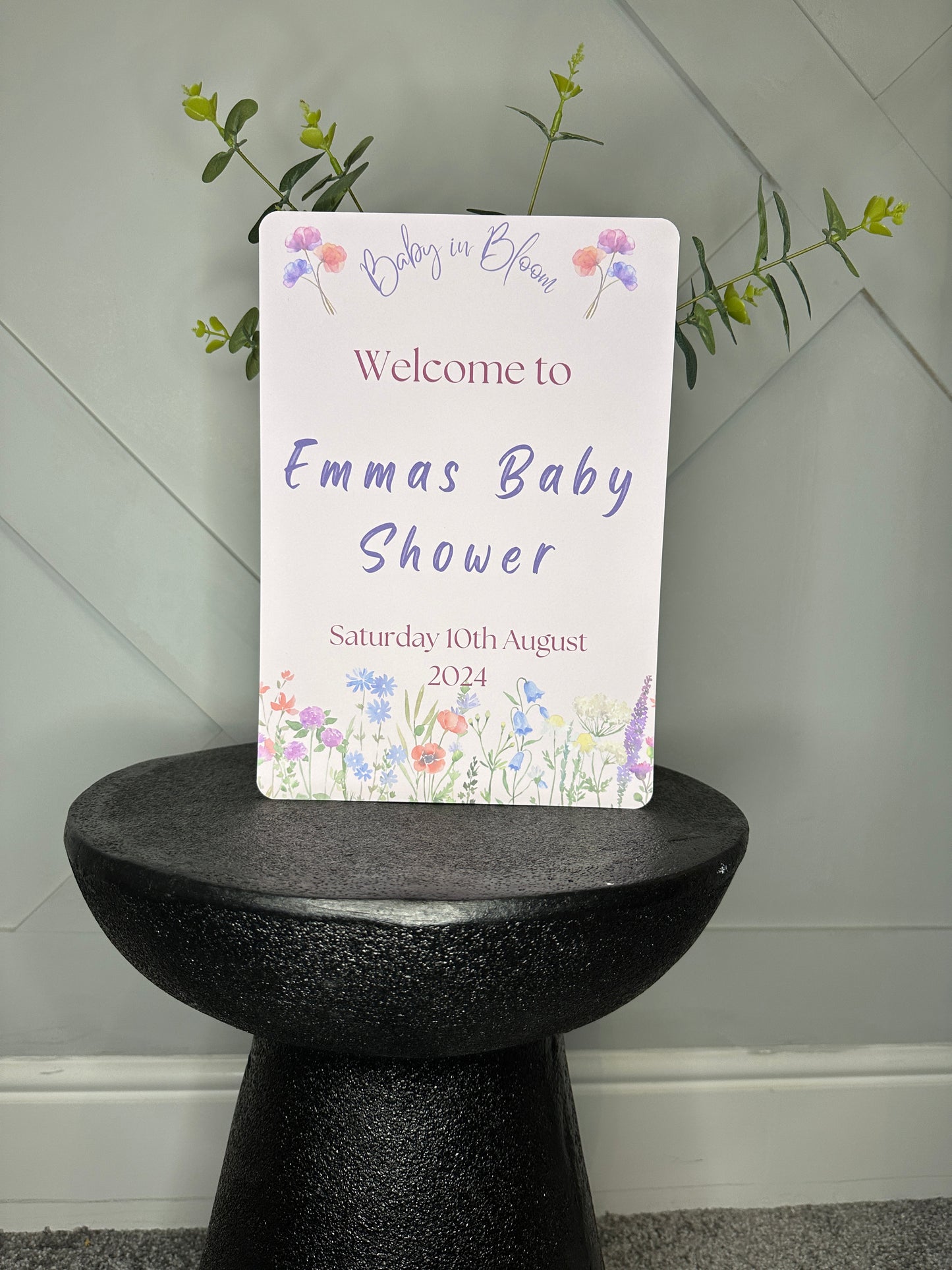 Baby In Bloom Welcome Sign- A3 or A4.