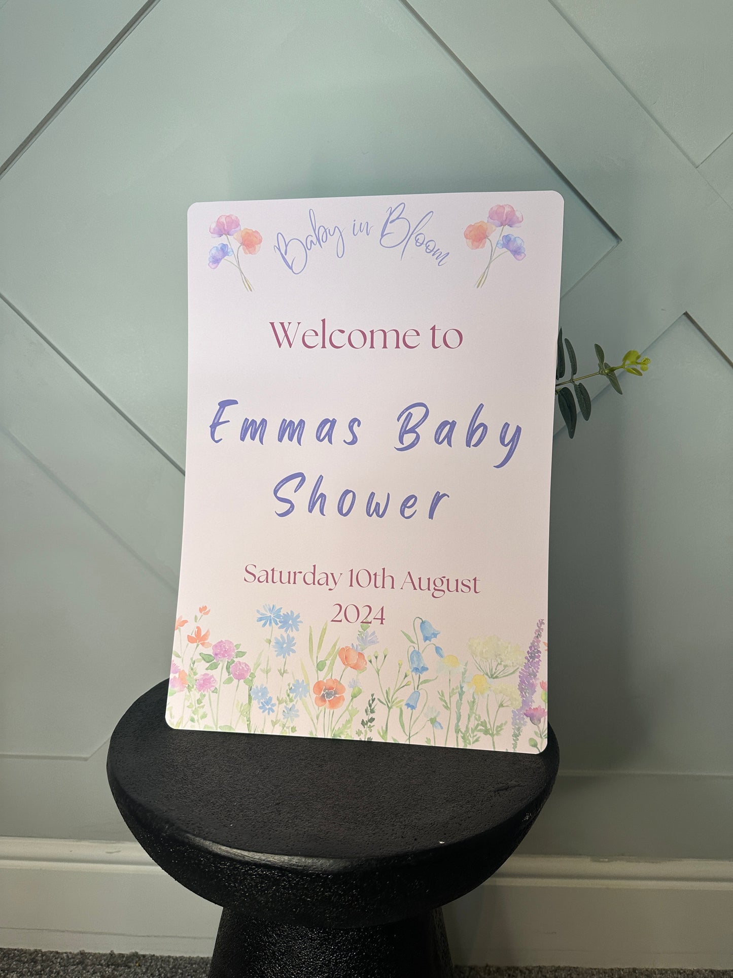 Baby In Bloom Welcome Sign- A3 or A4.