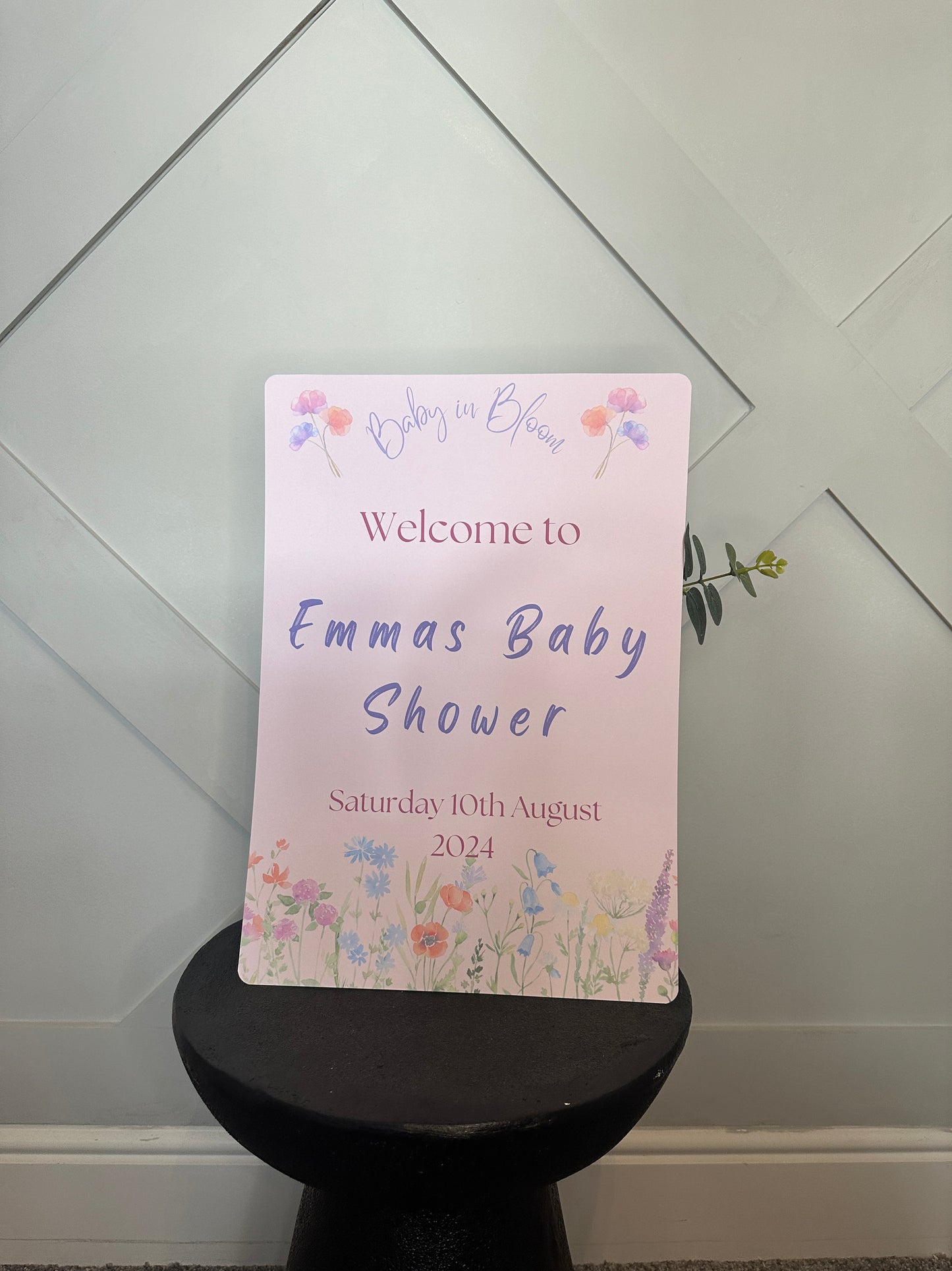 Baby In Bloom Welcome Sign- A3 or A4.