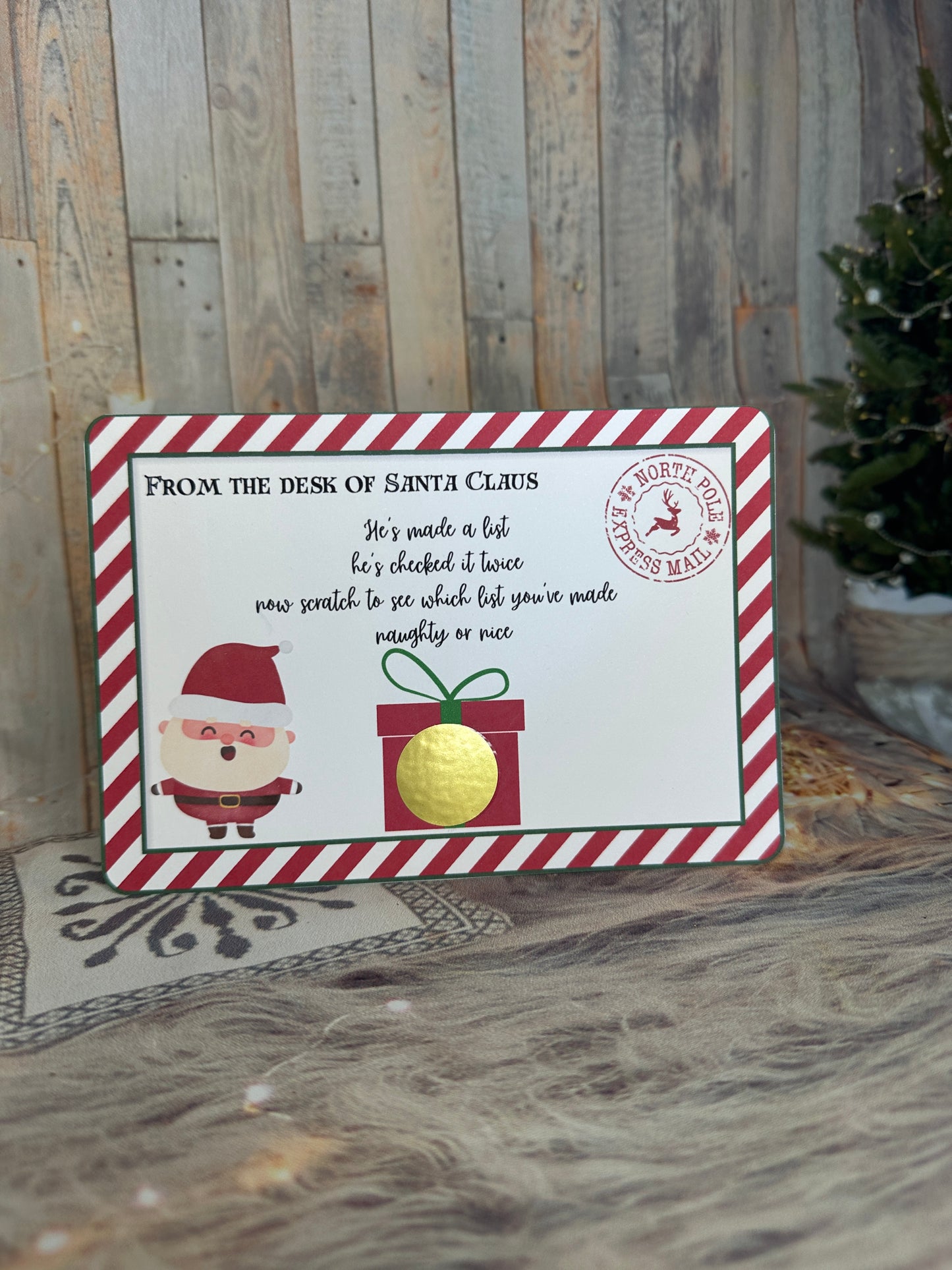 Red Stripe Naughty or Nice Scratch Cards- Set of 2.