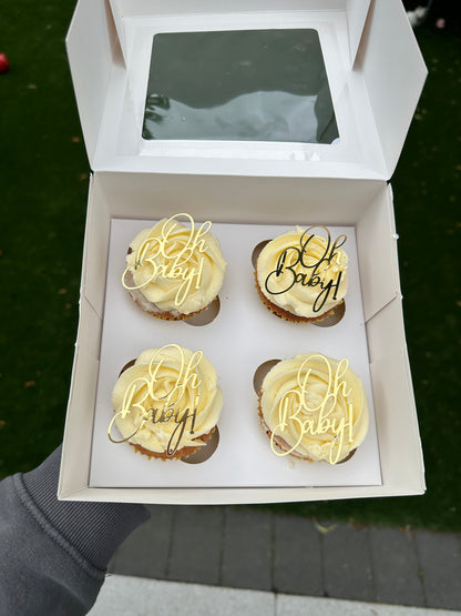 Gold Oh Baby Cupcake Toppers