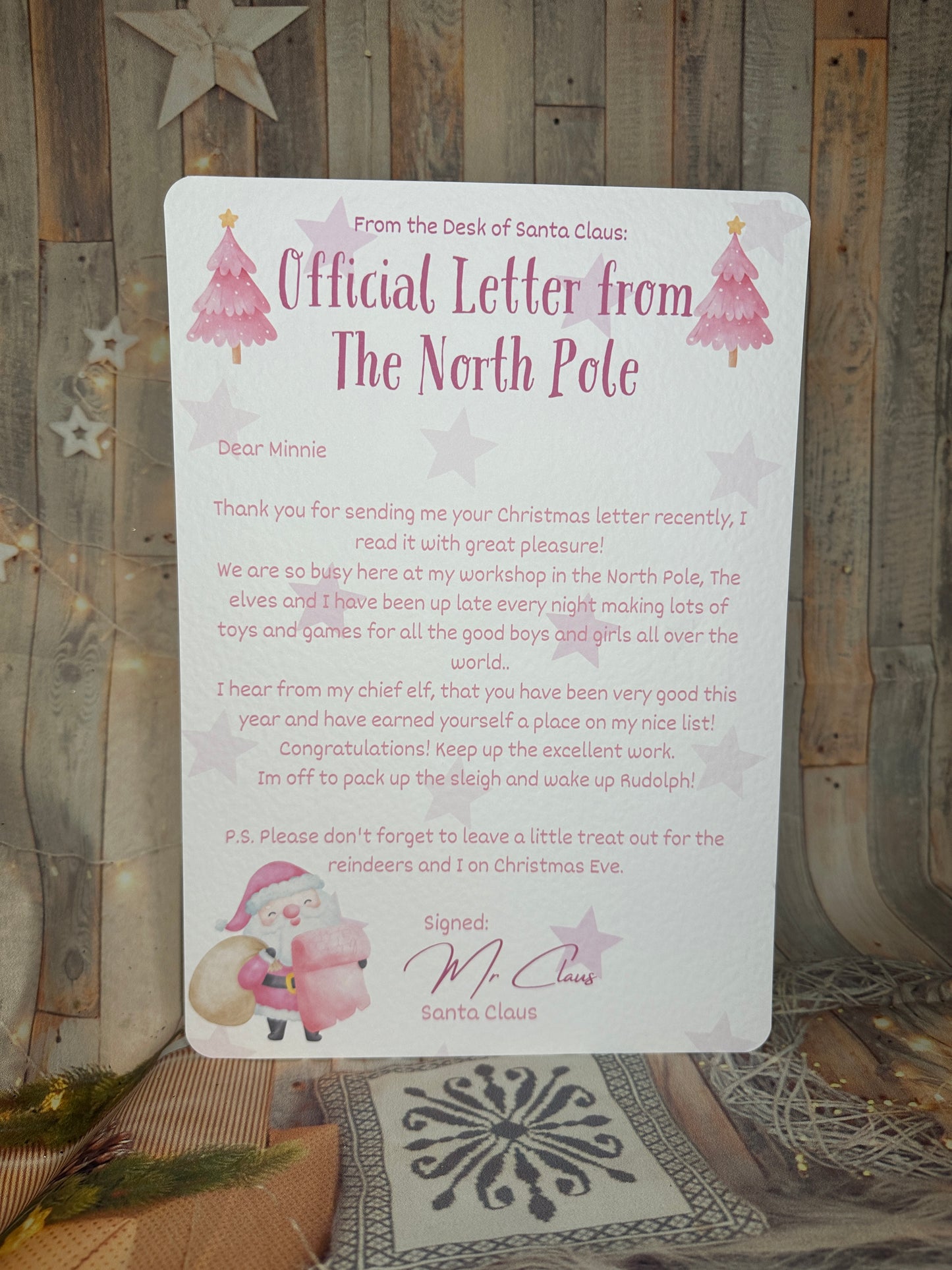 Pink A4 Letter From The North Pole- Personalised