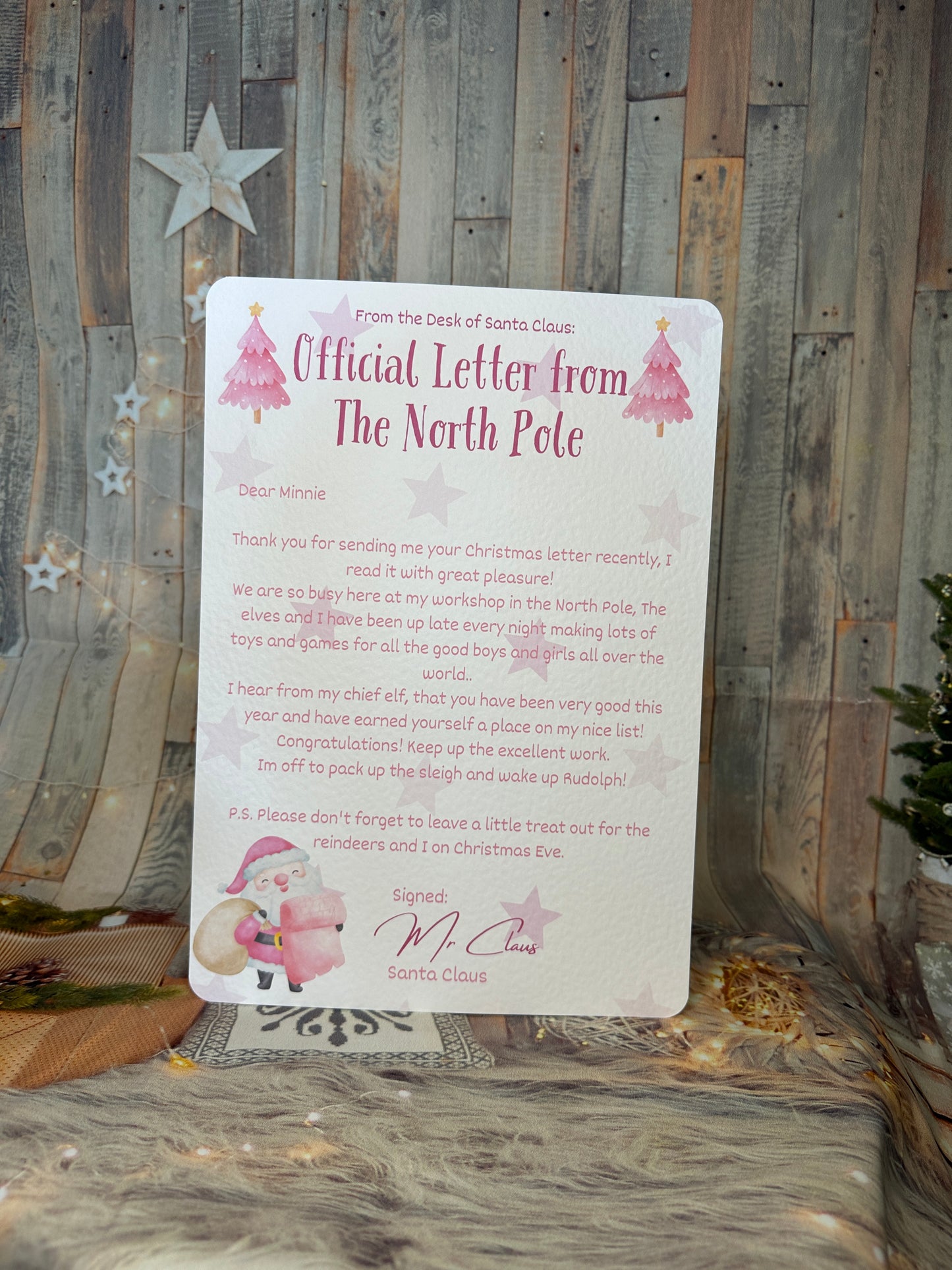 Pink A4 Letter From The North Pole- Personalised