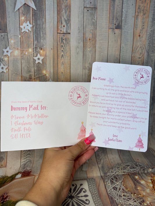 Pink Letter From Santa, Asking The Child To Give Up The Dummy, Personalised with Envelope.