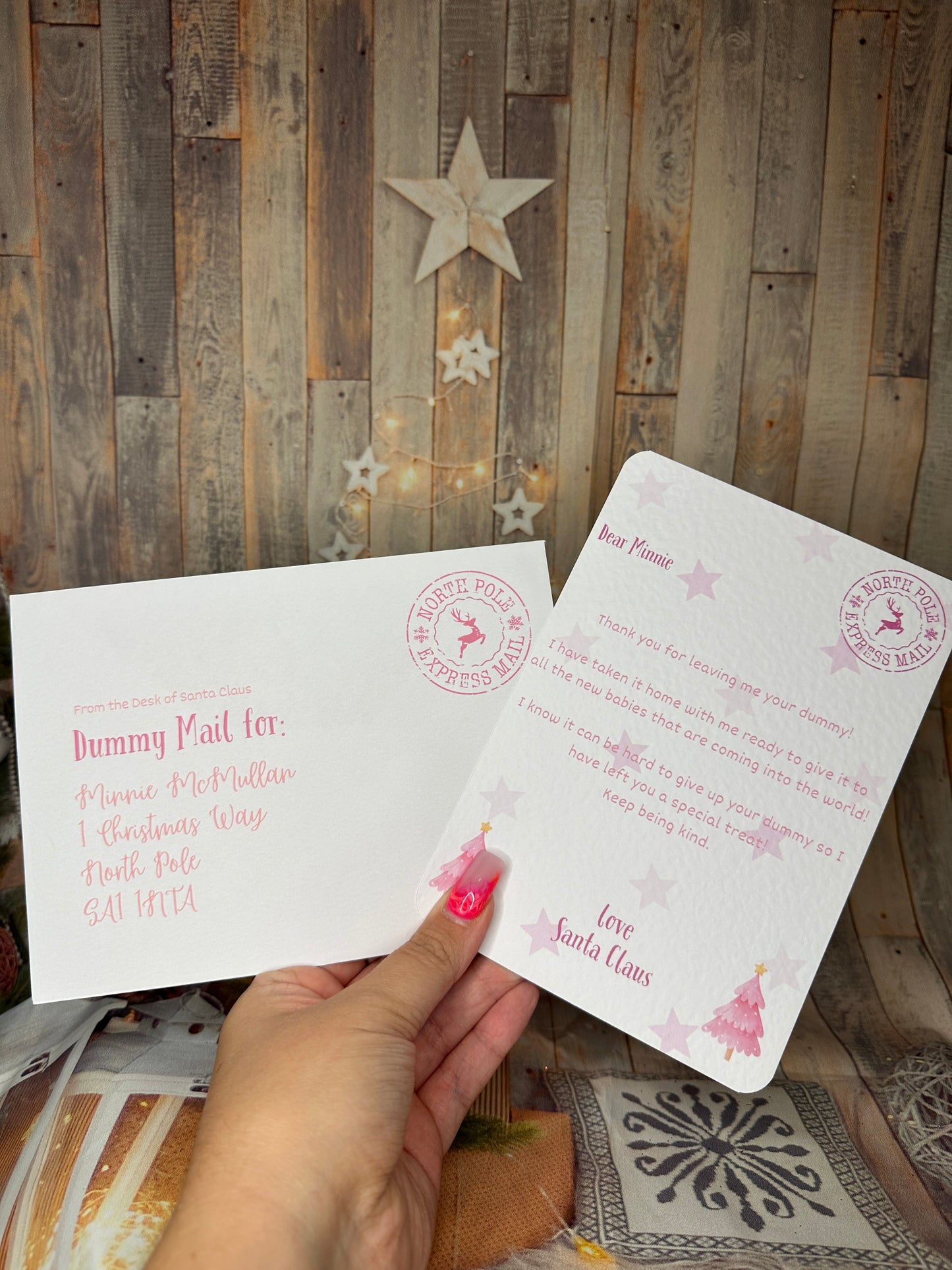 Pink Letter from Santa Thanking The Child For Their Dummy- 5x7, Personalised