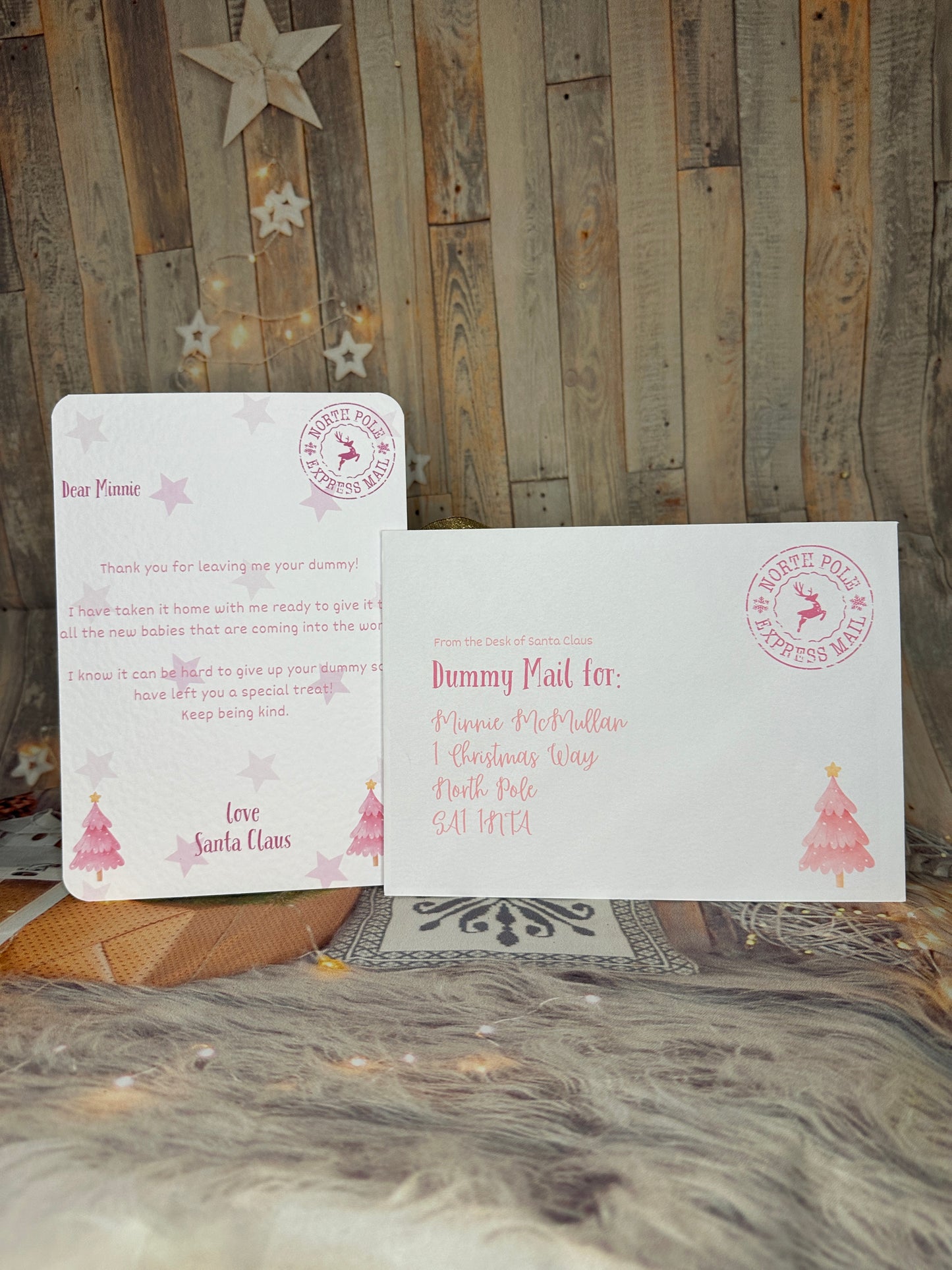 Pink Letter from Santa Thanking The Child For Their Dummy- 5x7, Personalised