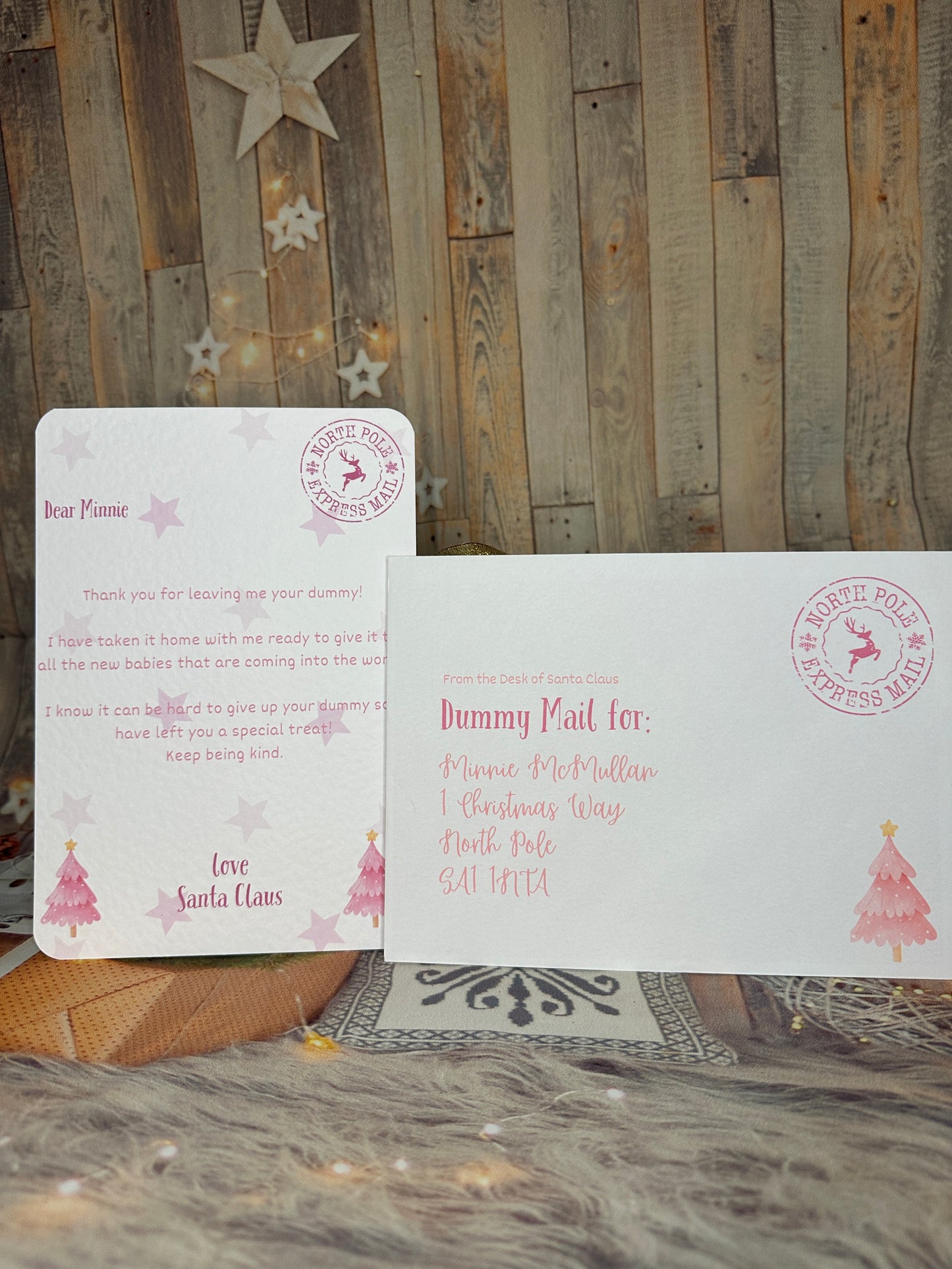 Pink Letter from Santa Thanking The Child For Their Dummy- 5x7, Personalised