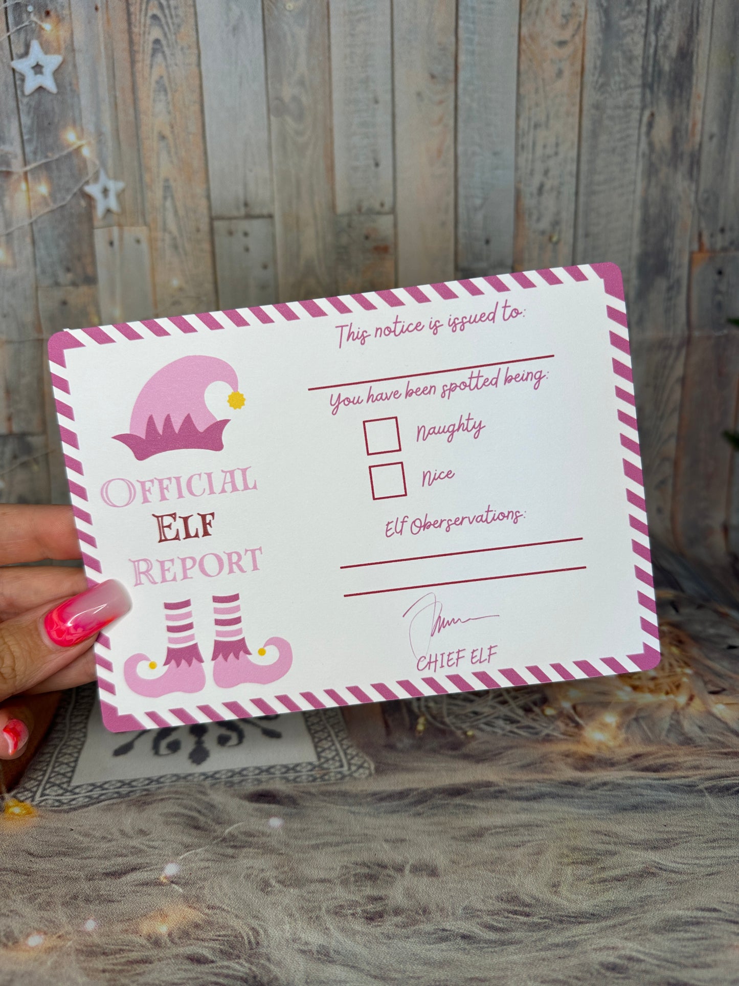 Pink Elf Report Cards- Set of 3