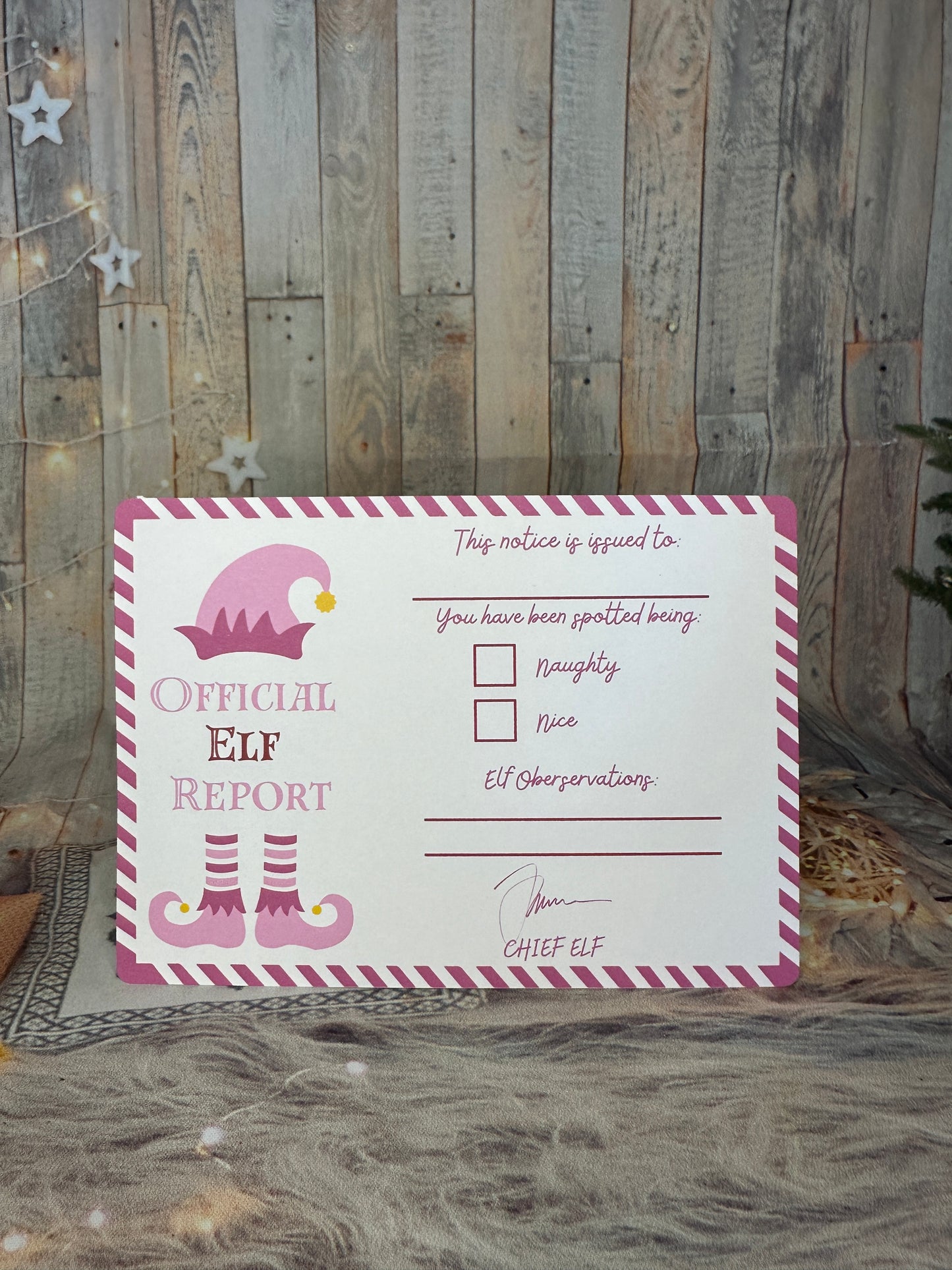 Pink Elf Report Cards- Set of 3