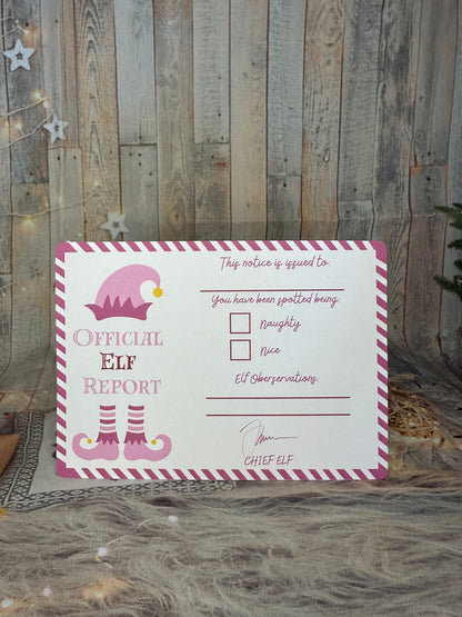 Pink Elf Report Cards- Set of 3