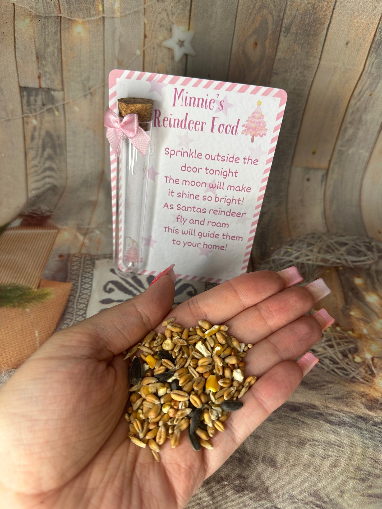 Personalised Pink Reindeer Food.