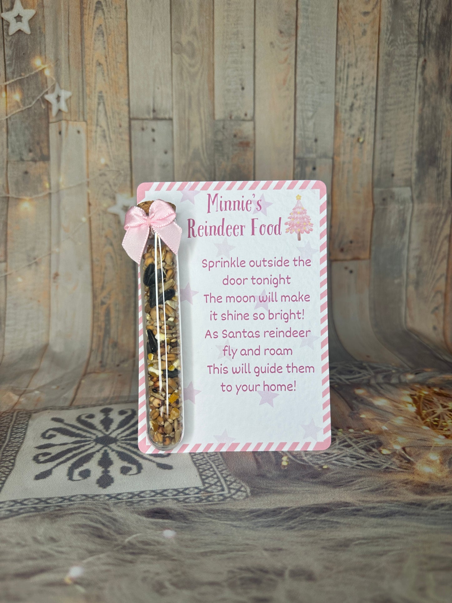 Personalised Pink Reindeer Food.