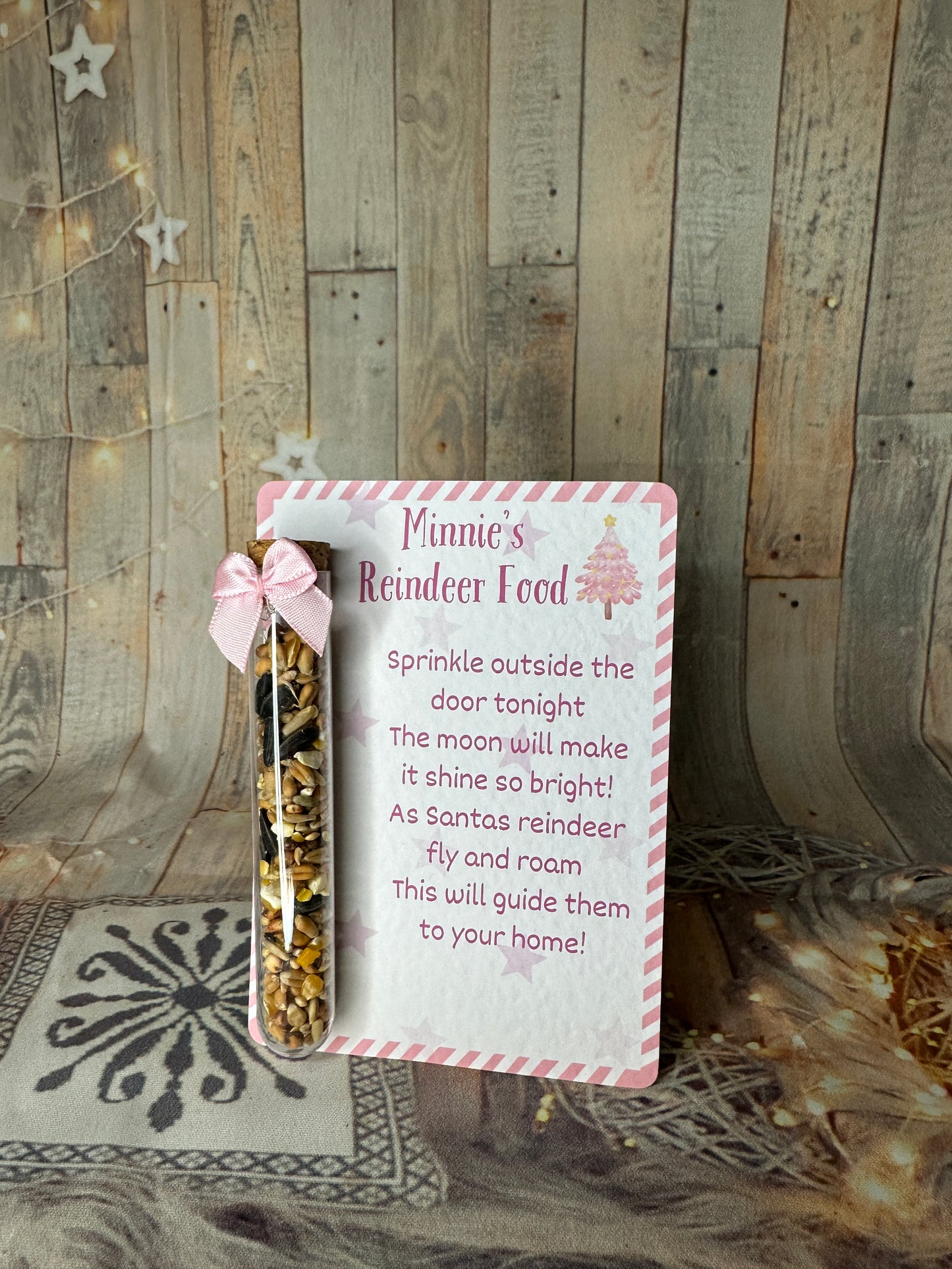 Personalised Pink Reindeer Food.