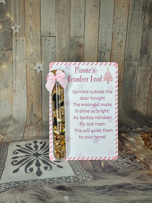 Personalised Pink Reindeer Food.