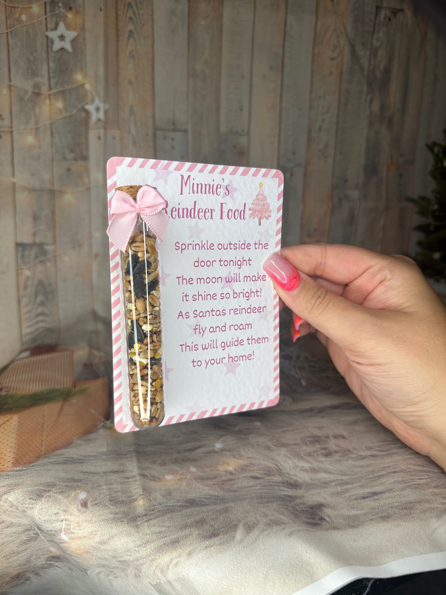 Personalised Pink Reindeer Food.