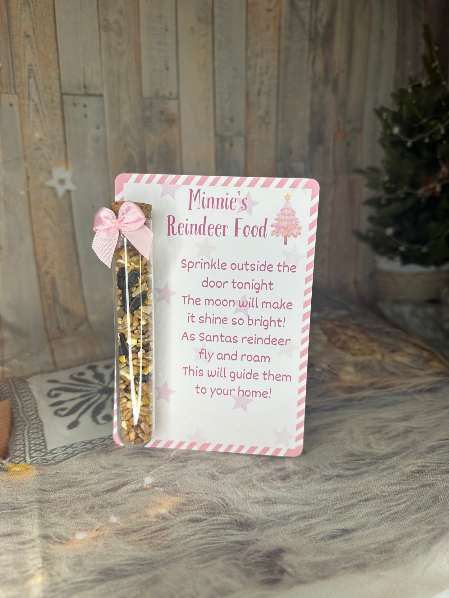 Personalised Pink Reindeer Food.