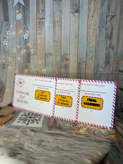 Pink Elf Warning Cards- Set of 3