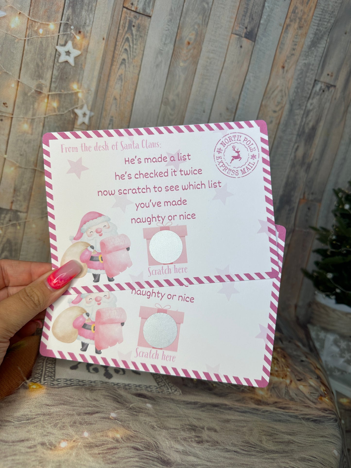 Pink Naughty or Nice Scratch Cards- Set of 2.