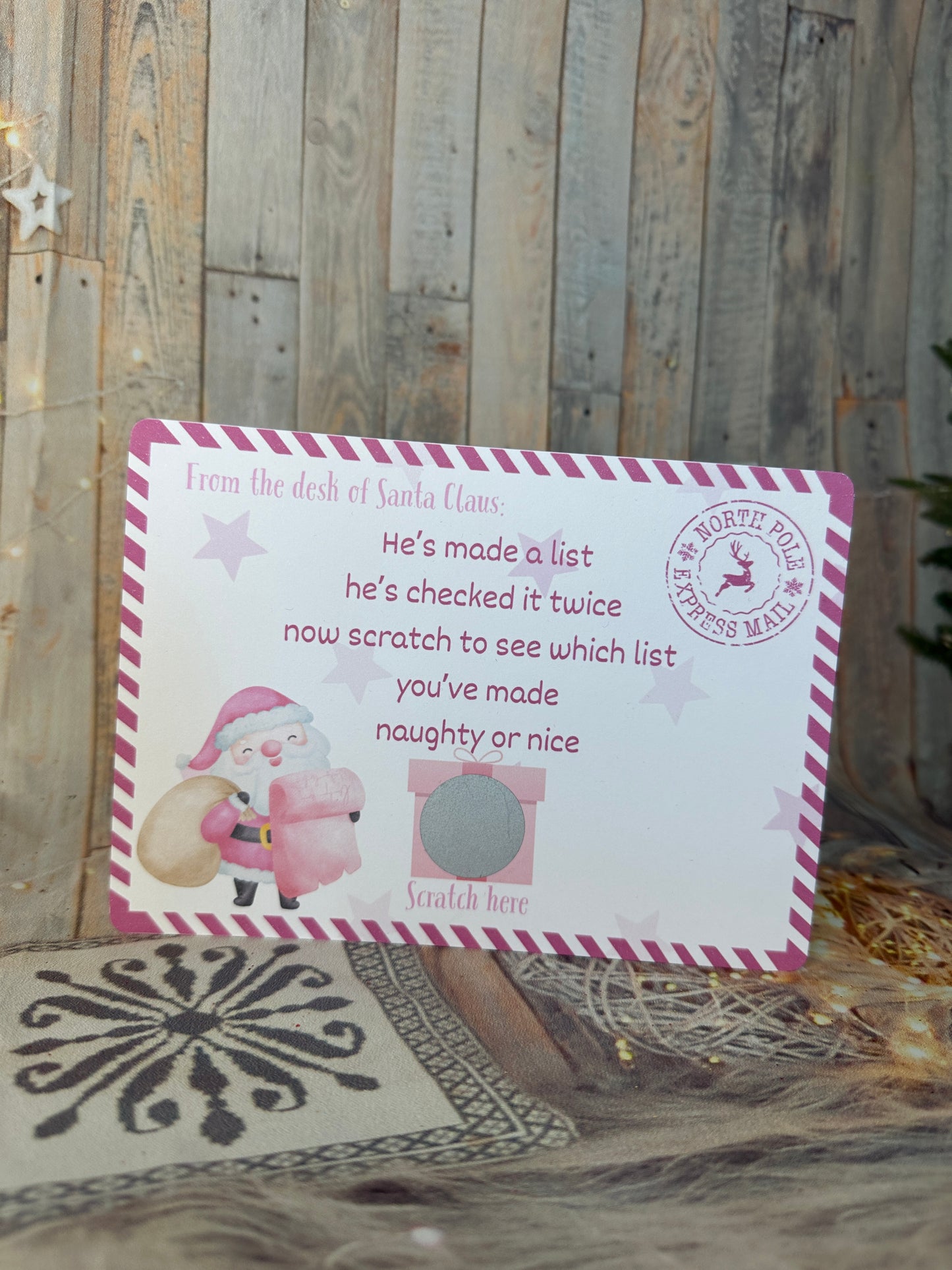 Pink Naughty or Nice Scratch Cards- Set of 2.