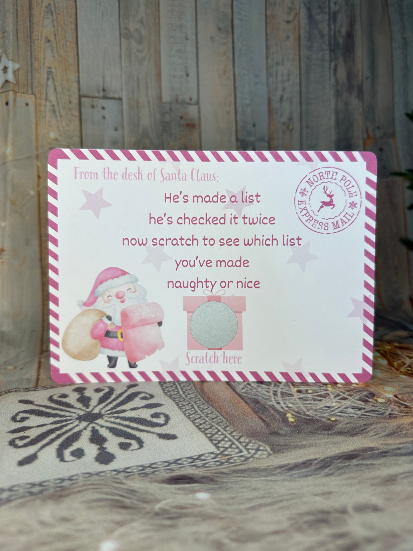 Pink Naughty or Nice Scratch Cards- Set of 2.