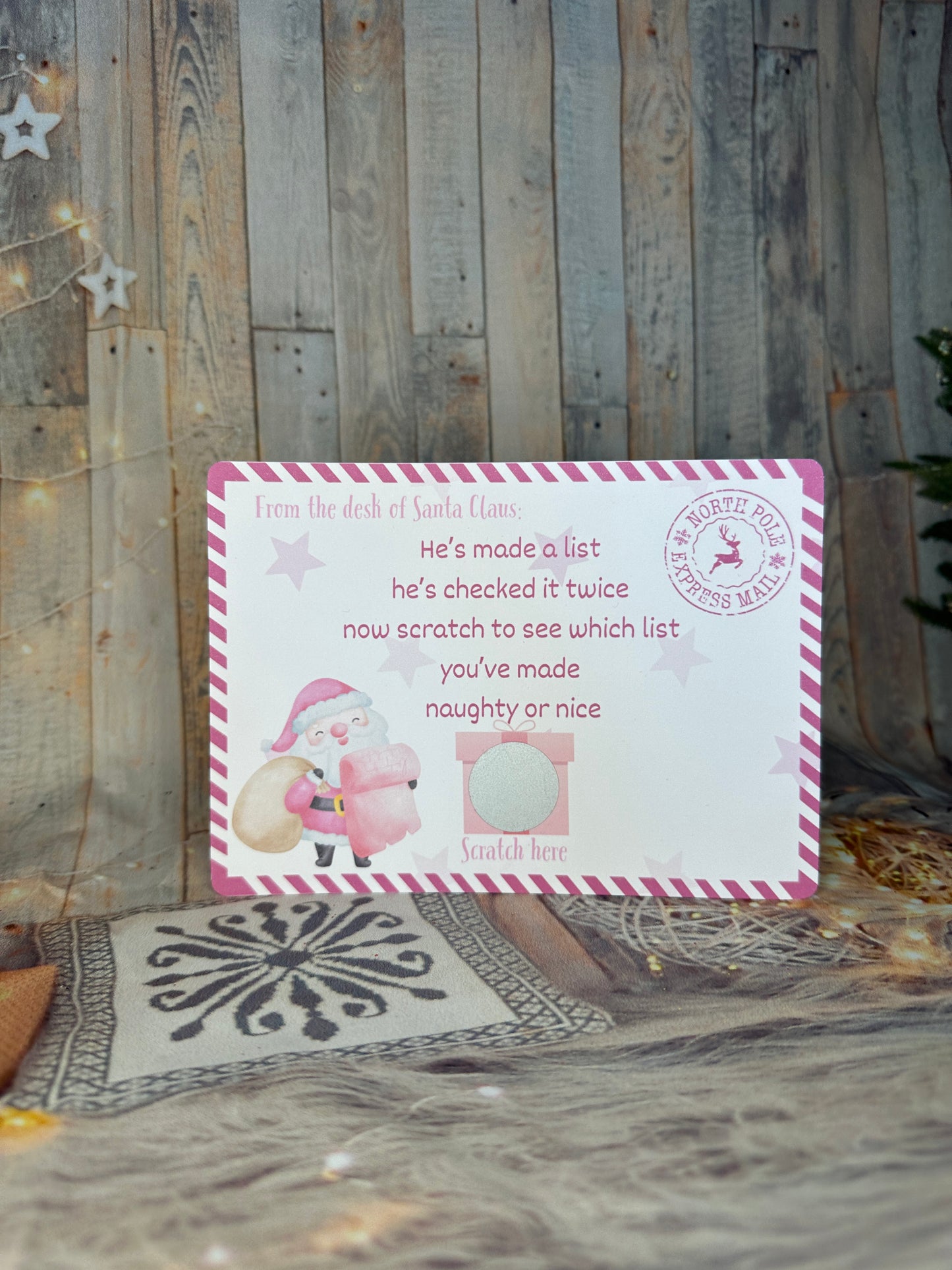 Pink Naughty or Nice Scratch Cards- Set of 2.