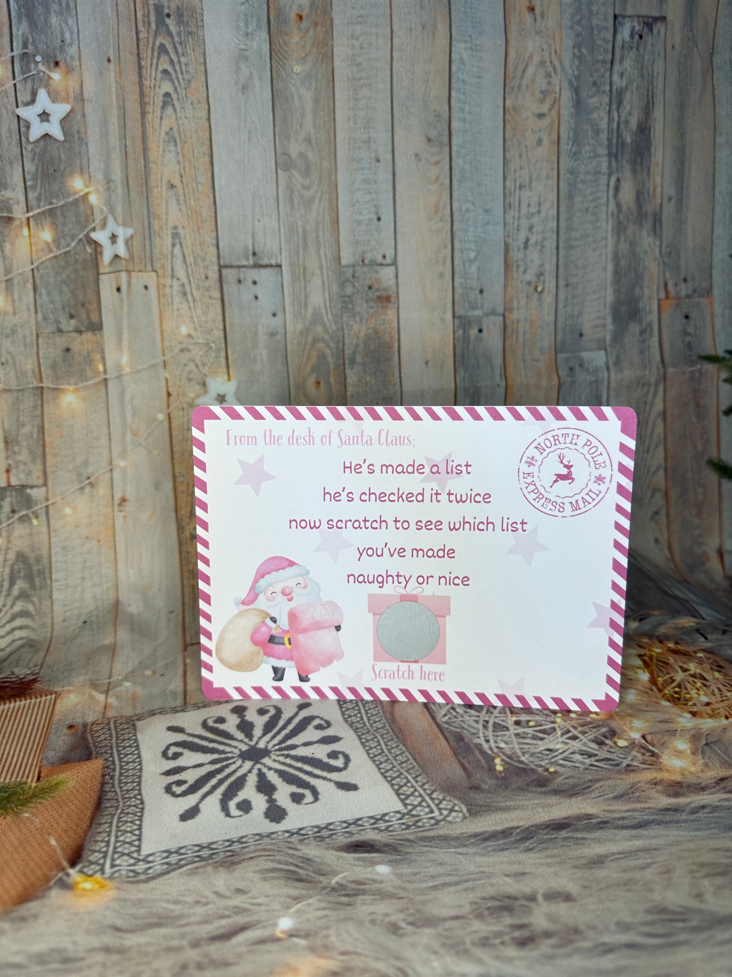 Pink Naughty or Nice Scratch Cards- Set of 2.