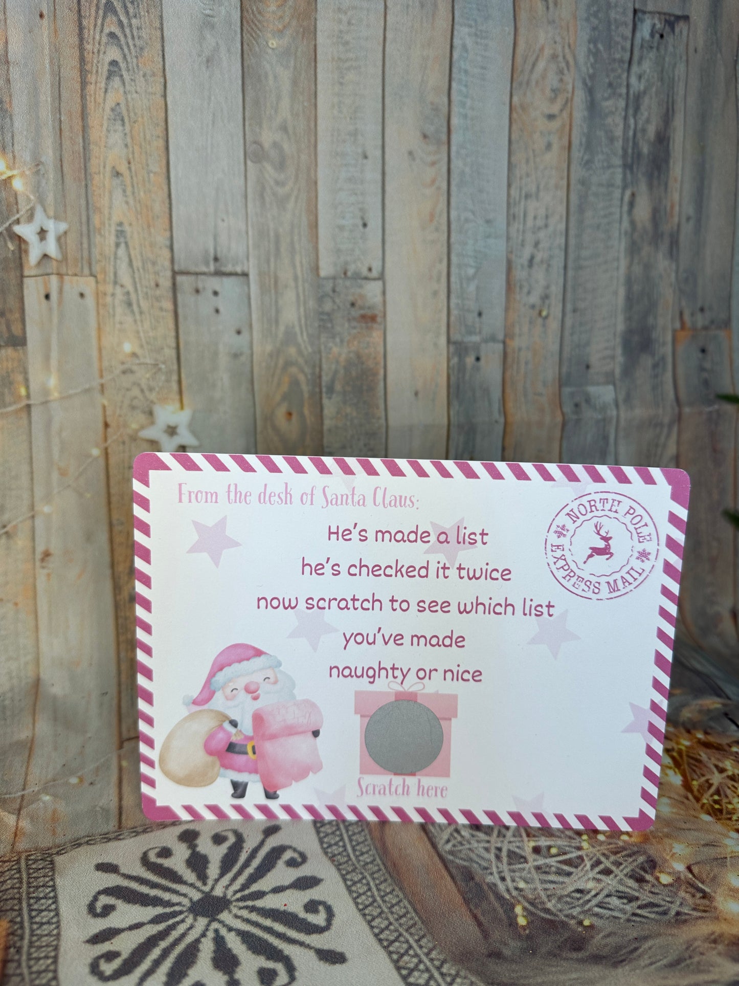 Pink Naughty or Nice Scratch Cards- Set of 2.