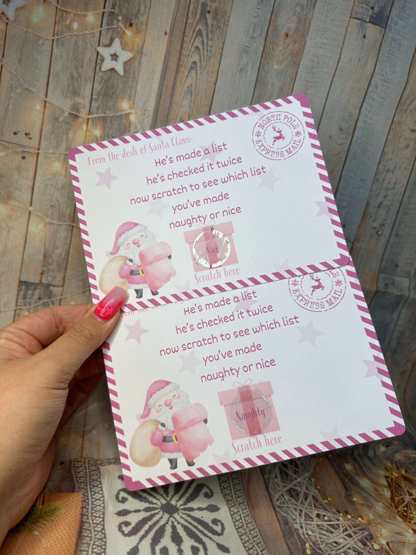 Pink Naughty or Nice Scratch Cards- Set of 2.