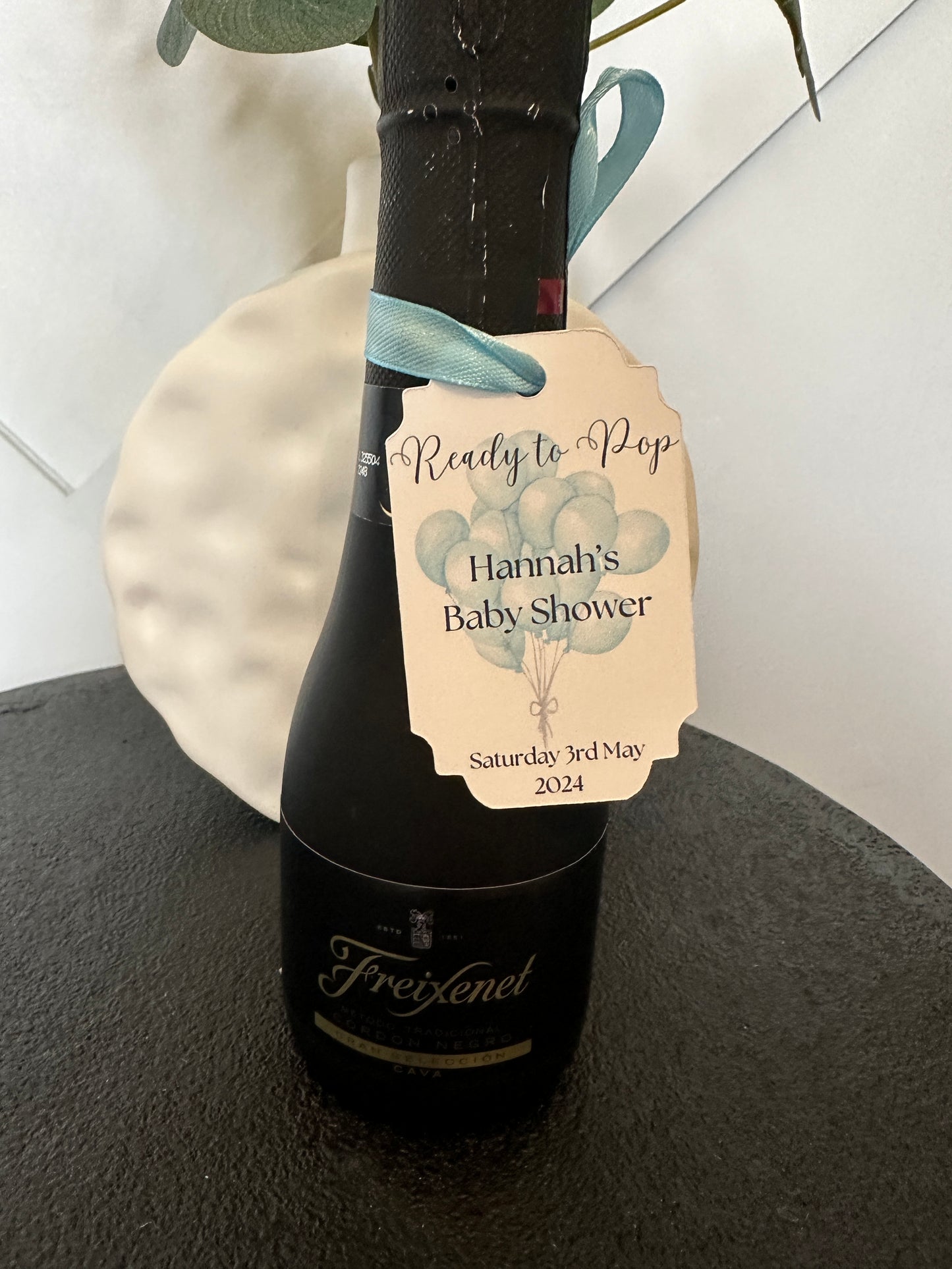 Blue 'Ready to Pop' Customisable Bottle & Gift Tags (x10)