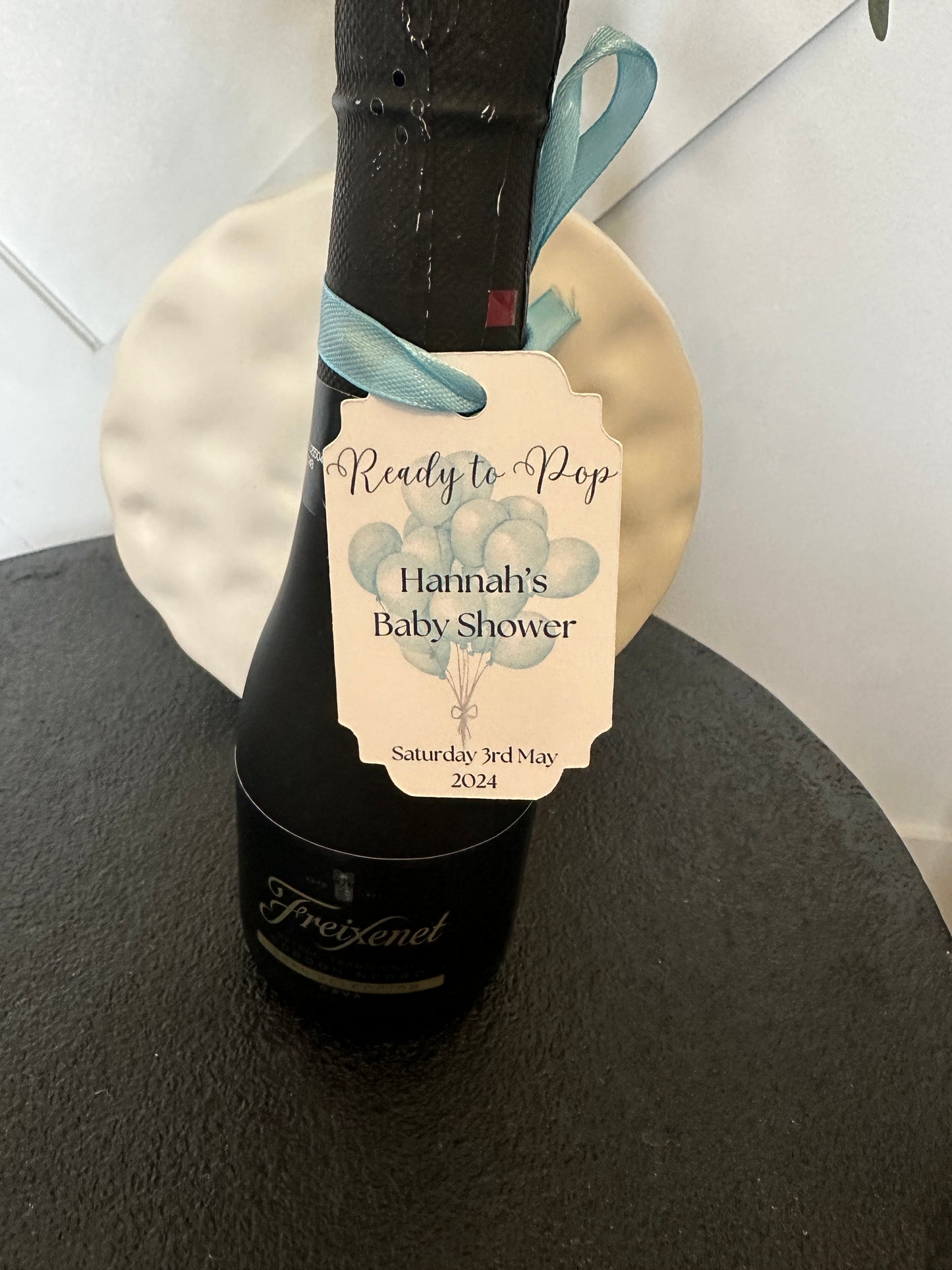 Blue 'Ready to Pop' Customisable Bottle & Gift Tags (x10)