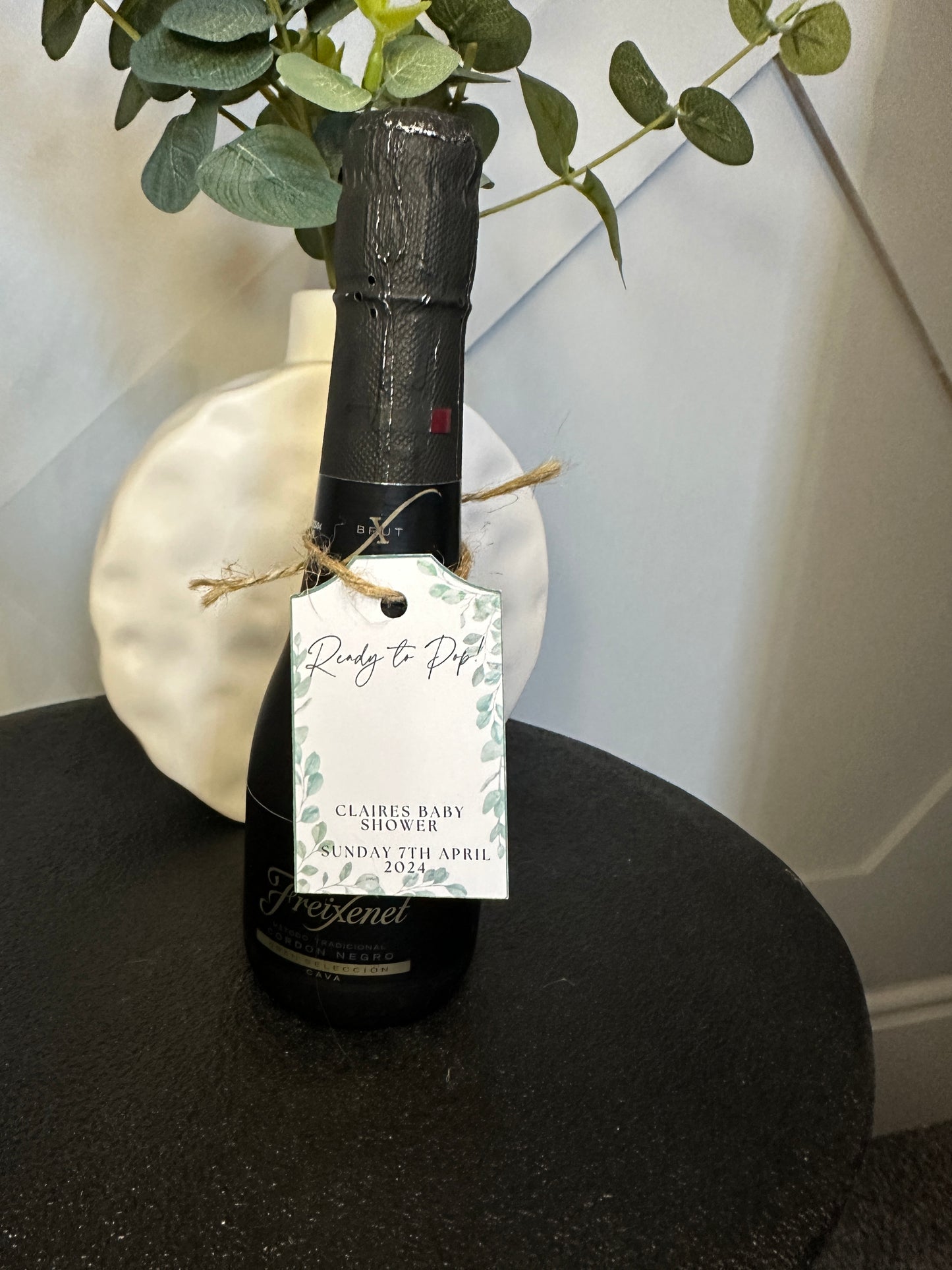 Green Eucalyptus 'Ready To Pop' Customisable Bottle & Gift Tags (x10)