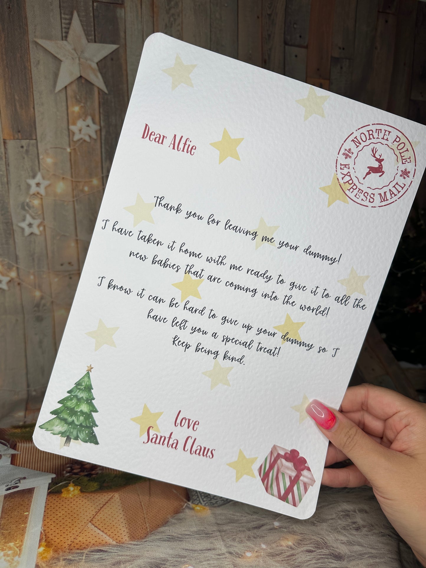 Personalised A4 Letter From Santa Thanking The Child For The Dummy