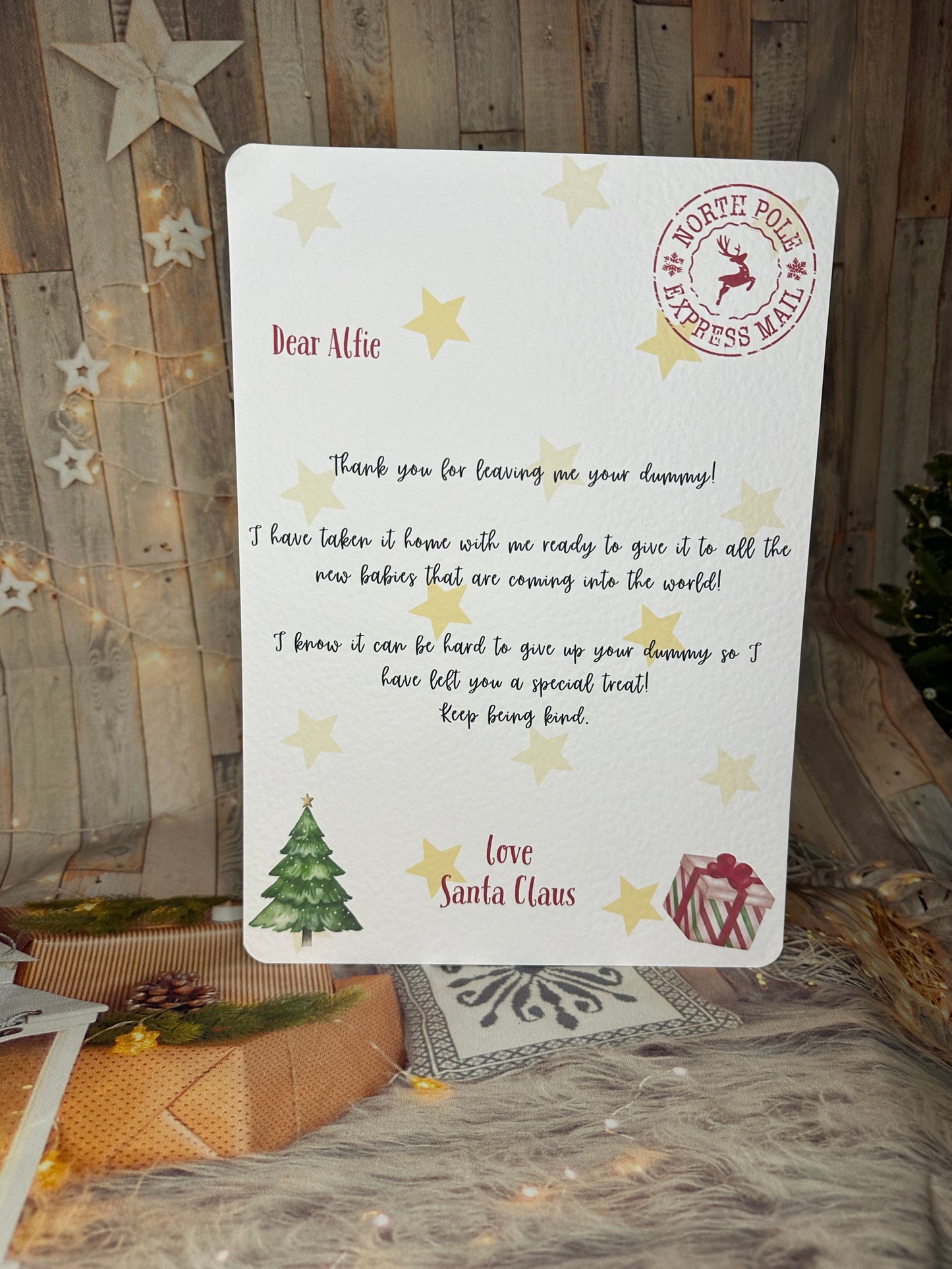 Personalised A4 Letter From Santa Thanking The Child For The Dummy