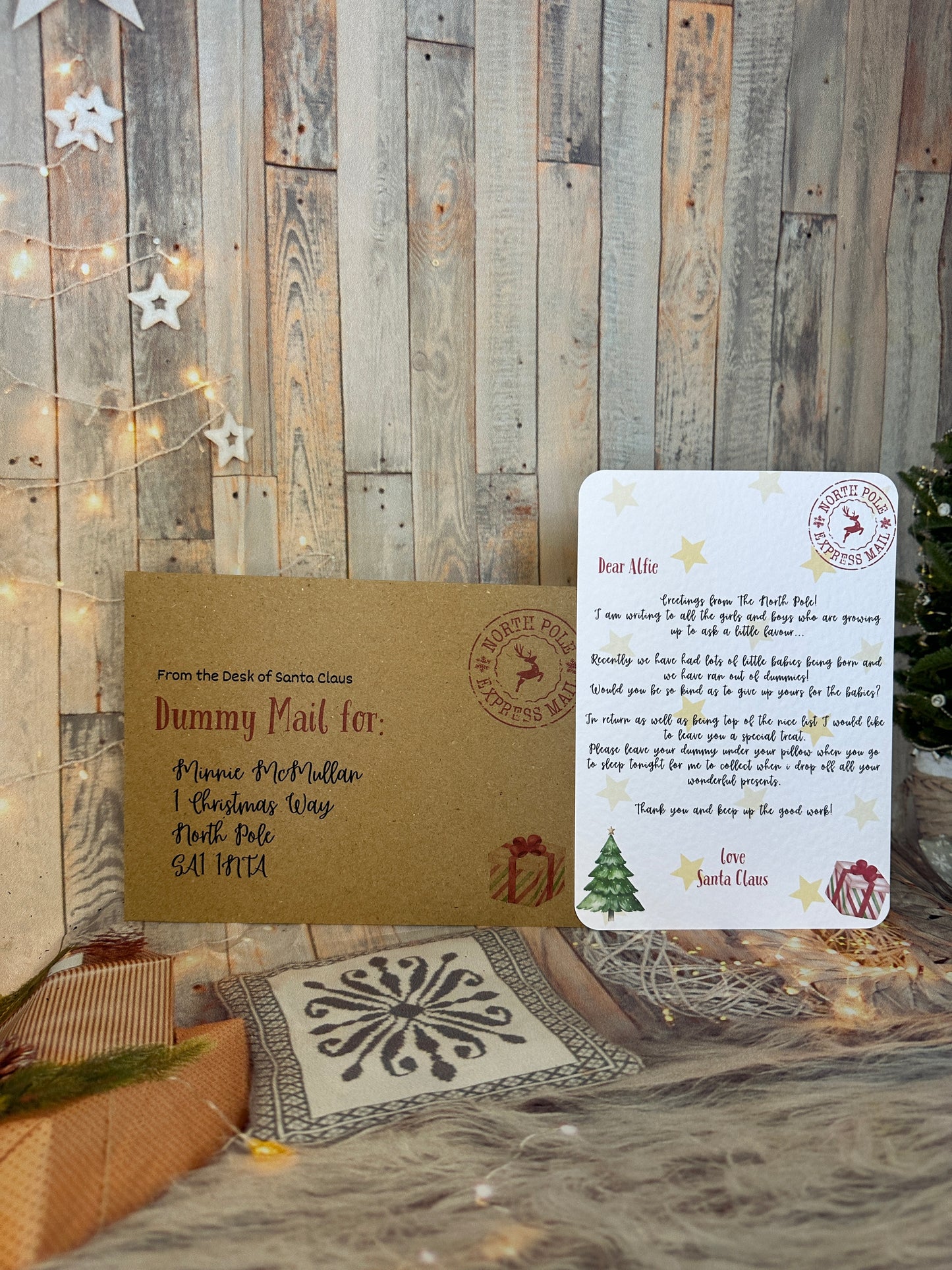 Red Santa Letter and Envelope, Asking the Child To Give Up the Dummy- Personalised, 5x7 size.