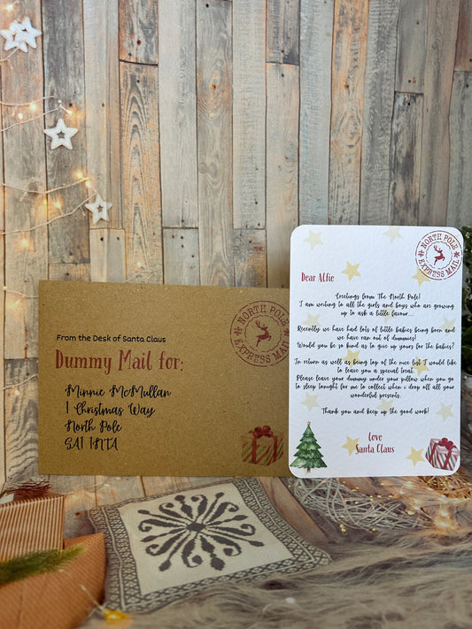 Red Santa Letter and Envelope, Asking the Child To Give Up the Dummy- Personalised, 5x7 size.