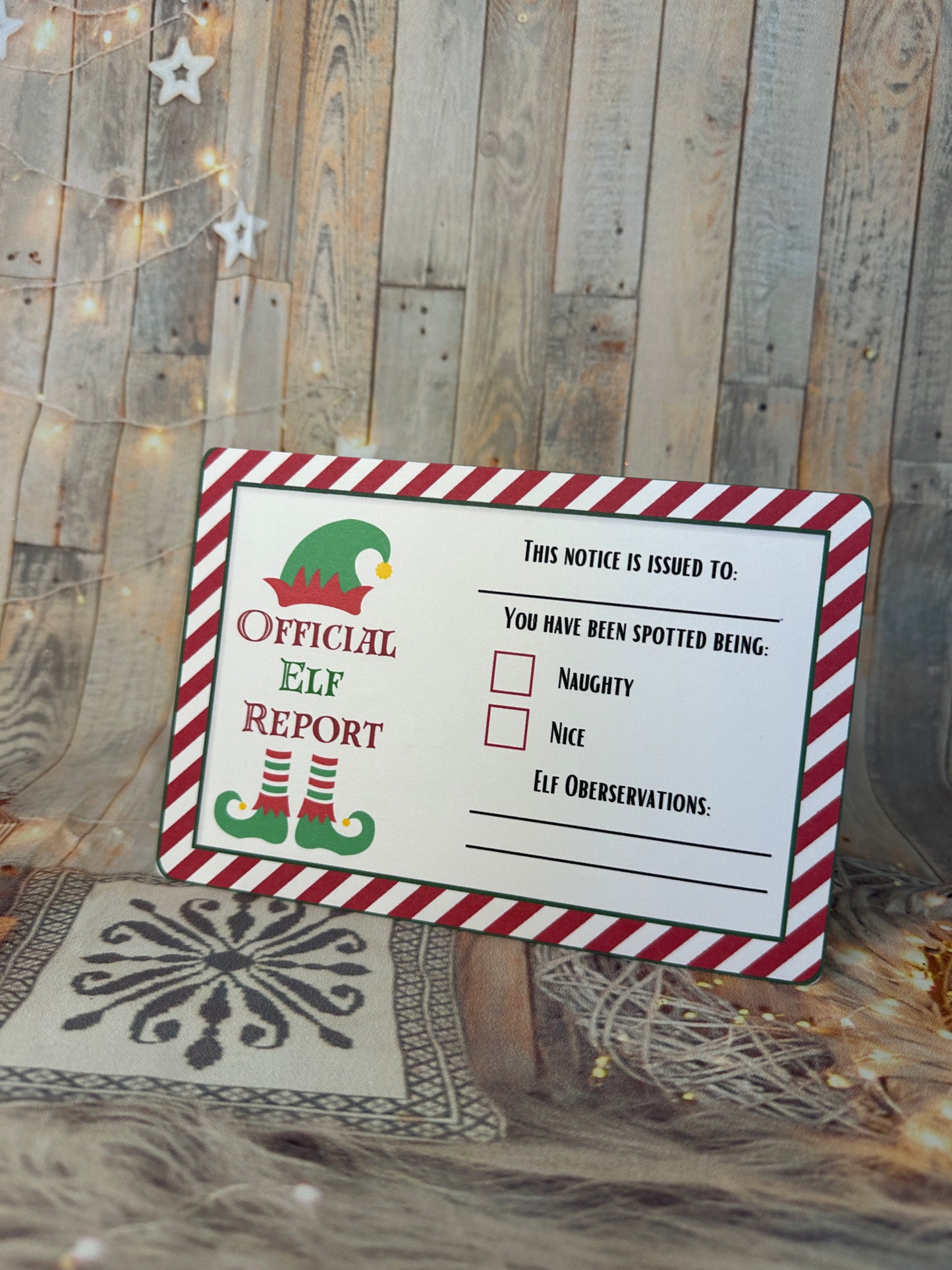 Red Stripe Elf Report Cards- Set of 3