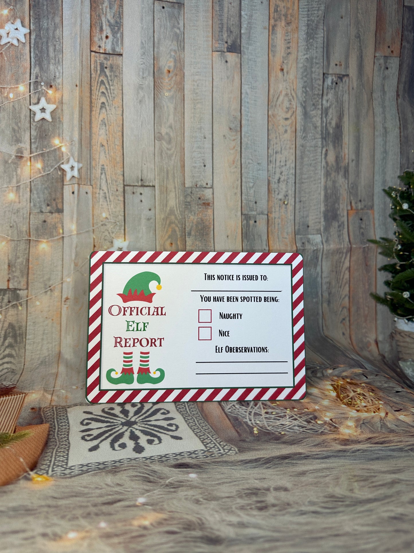 Red Stripe Elf Report Cards- Set of 3