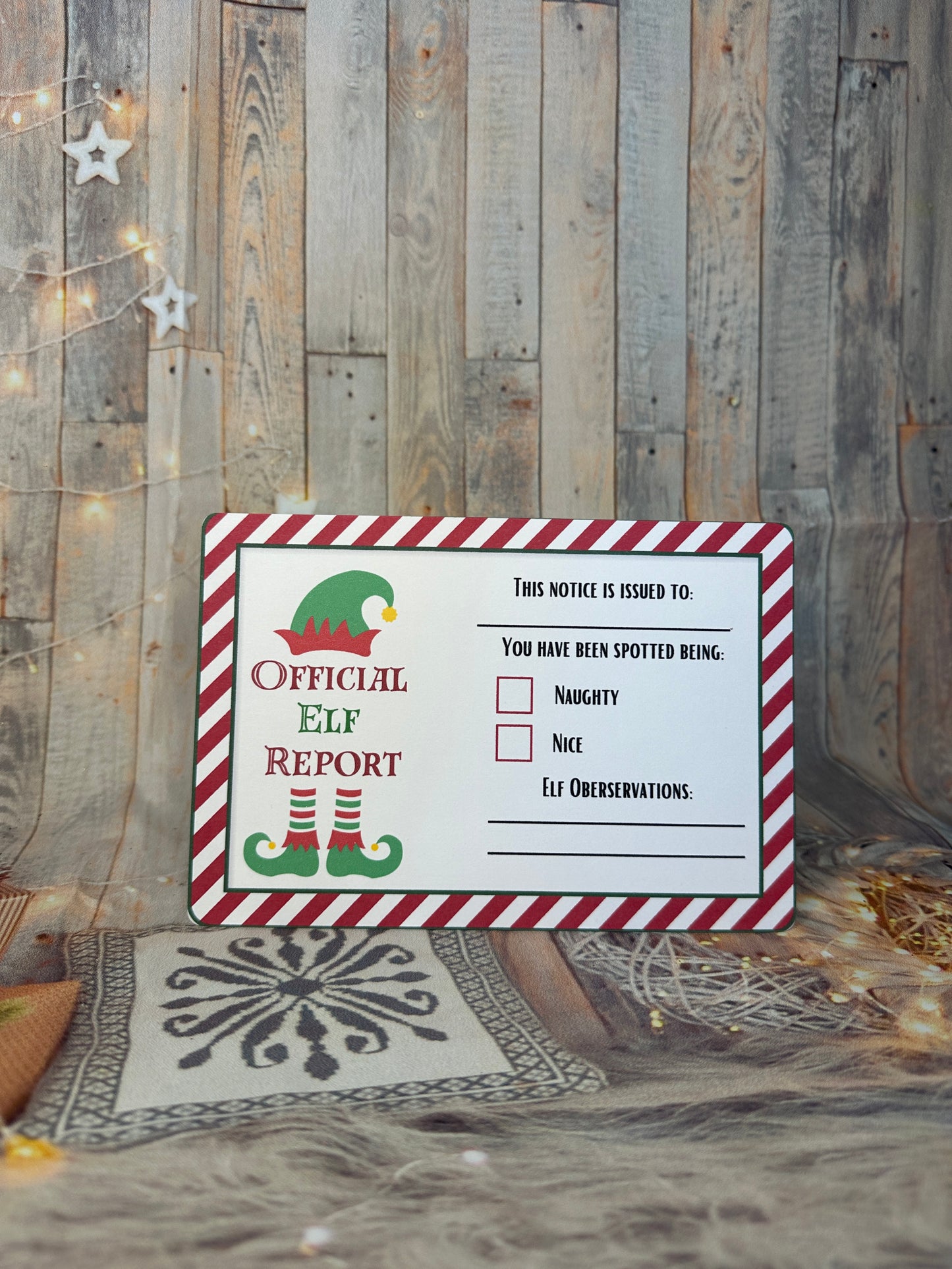 Red Stripe Elf Report Cards- Set of 3