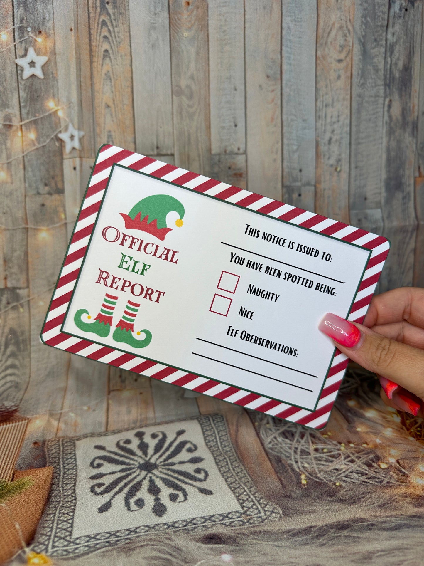 Red Stripe Elf Report Cards- Set of 3