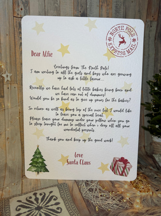 Personalised A4 Letter From Santa Asking Child to Give Up Dummy- A4 Size