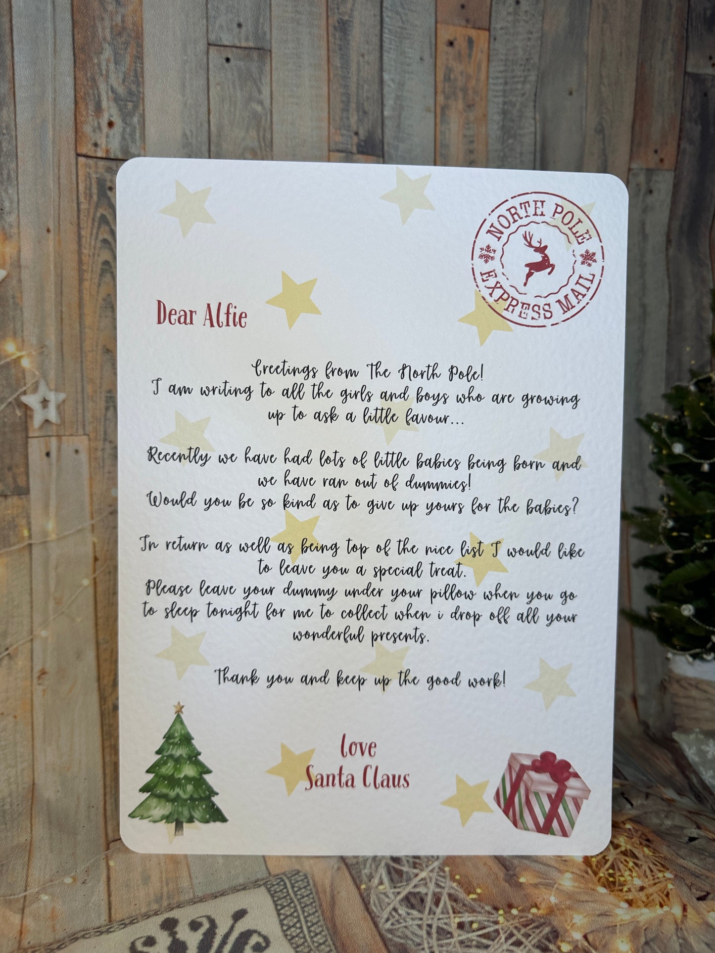 Personalised A4 Letter From Santa Asking Child to Give Up Dummy- A4 Size