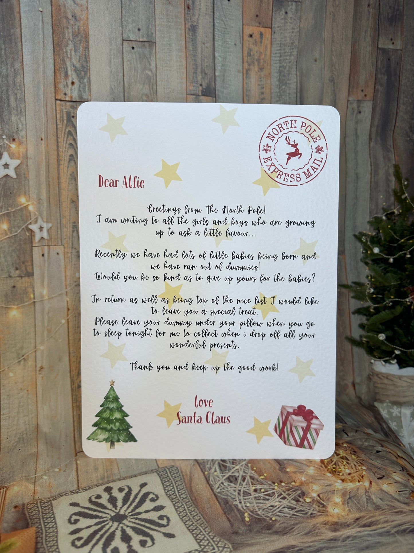 Personalised A4 Letter From Santa Asking Child to Give Up Dummy- A4 Size