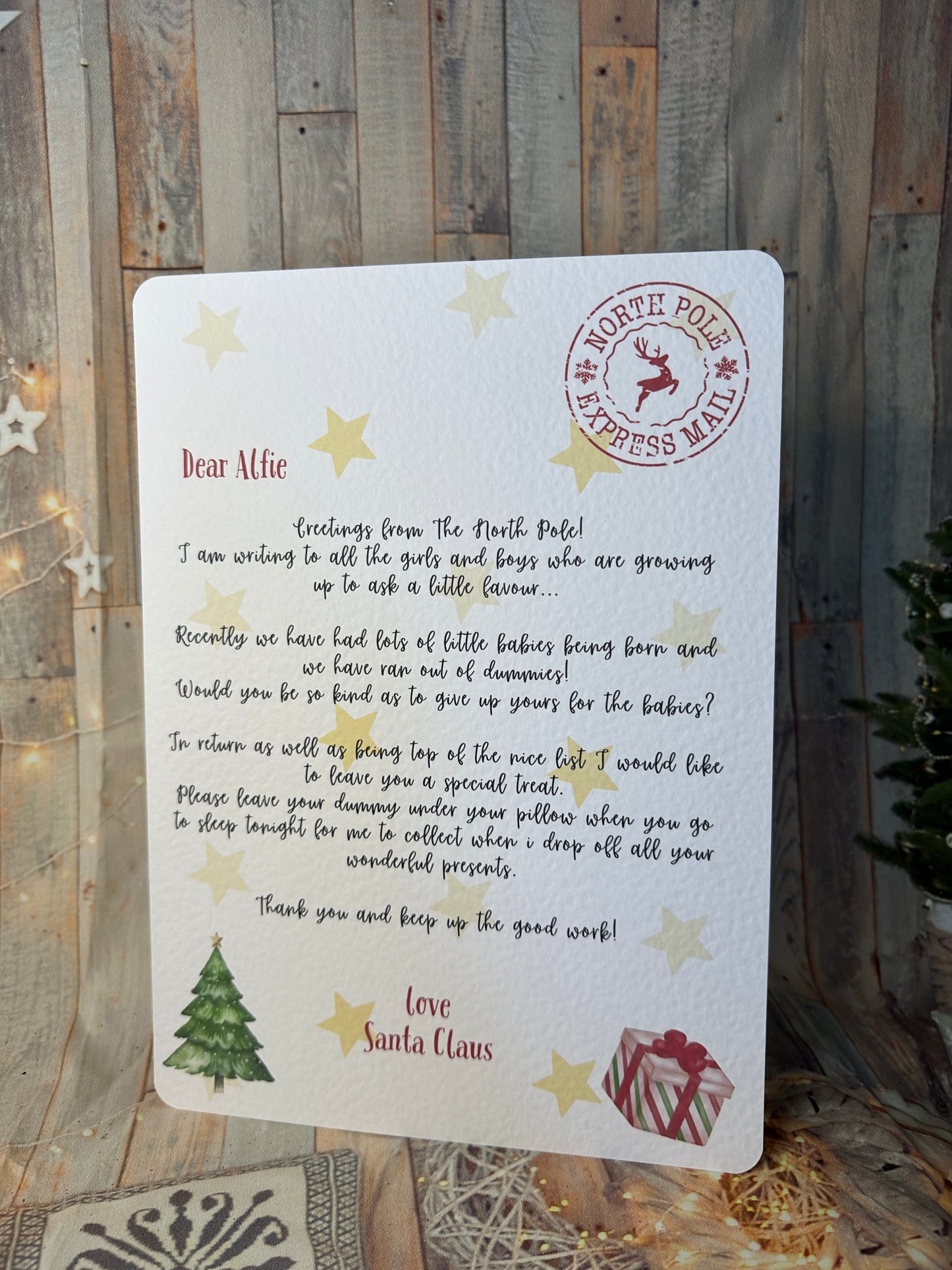 Personalised A4 Letter From Santa Asking Child to Give Up Dummy- A4 Size