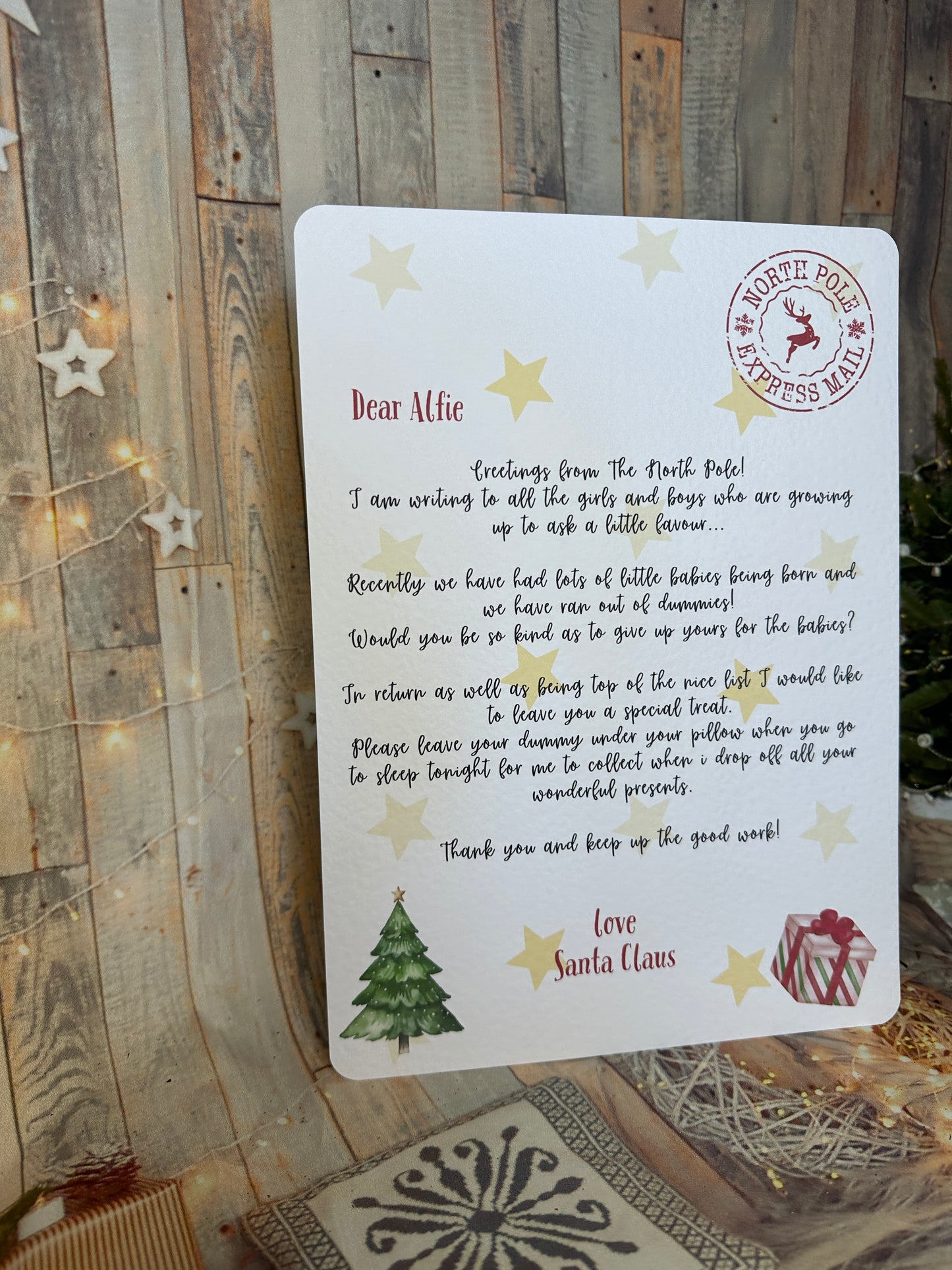 Personalised A4 Letter From Santa Asking Child to Give Up Dummy- A4 Size