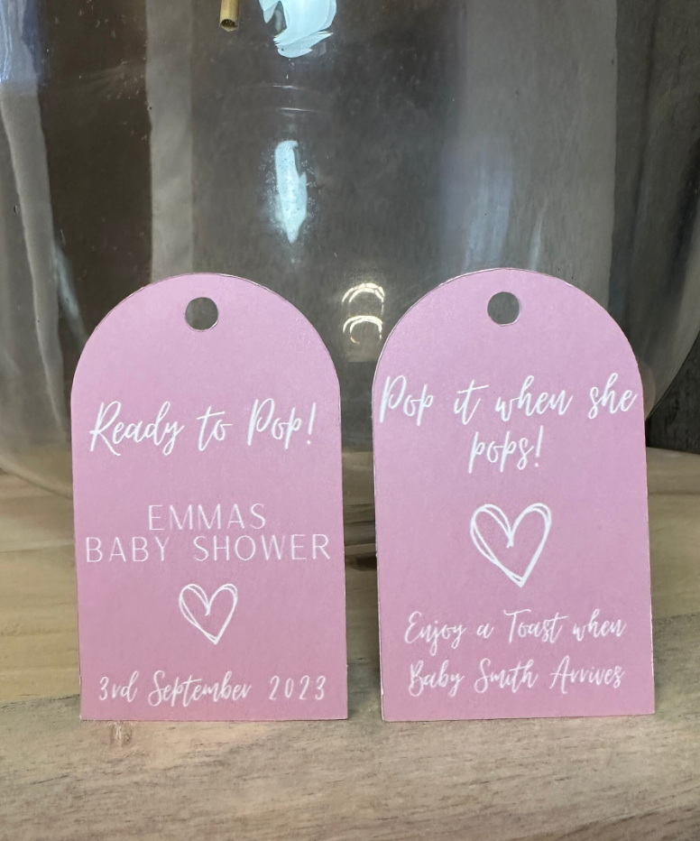 Pink Arch 'Ready To Pop' Bottle and Gift Tags- Pack of 10