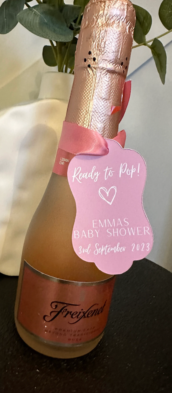 Pink "Ready To Pop" Baby Shower Favour Tags- Pack of 10