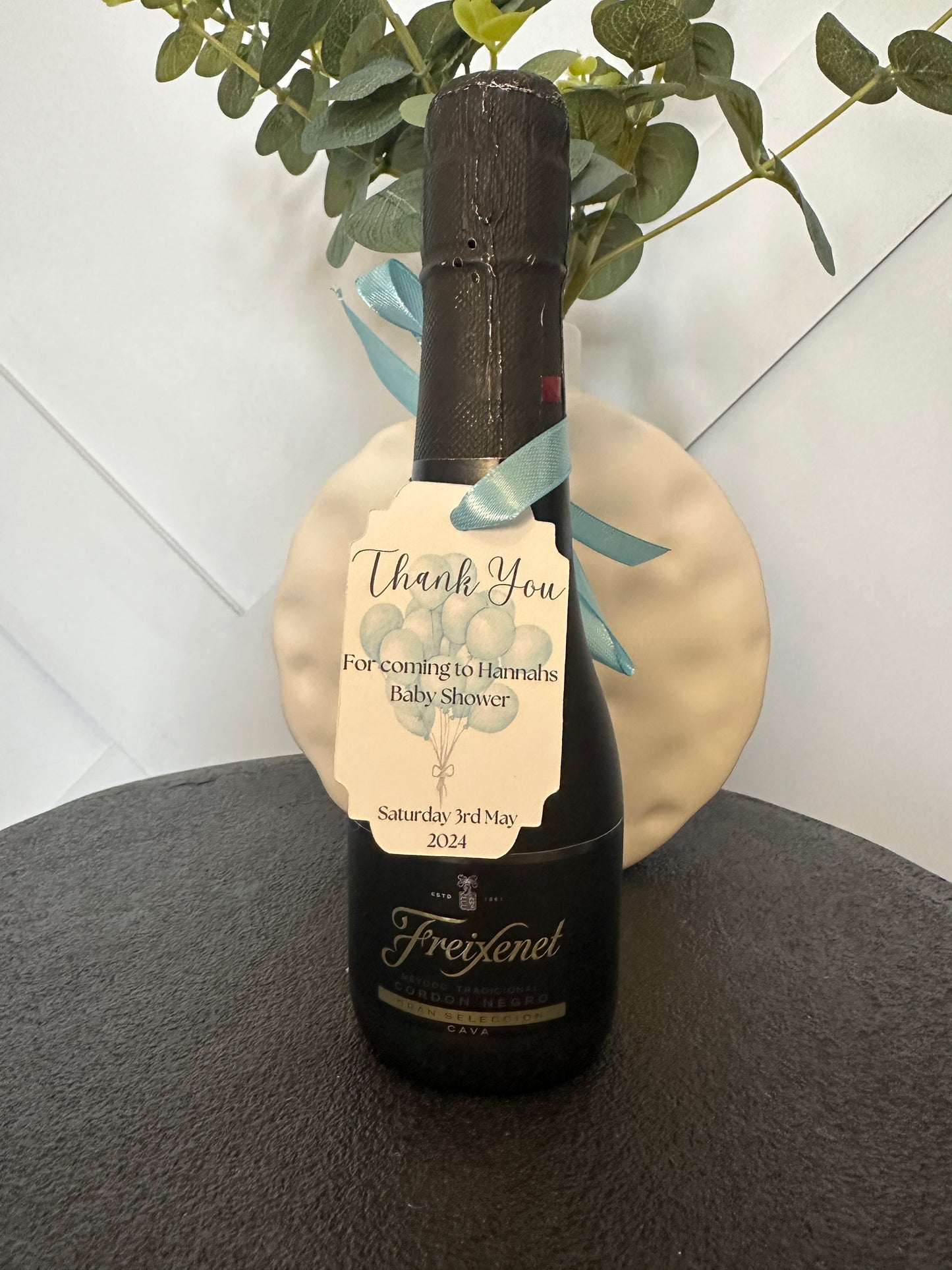 Blue 'Thank You' Customisable Bottle & Gift Tags (x10)