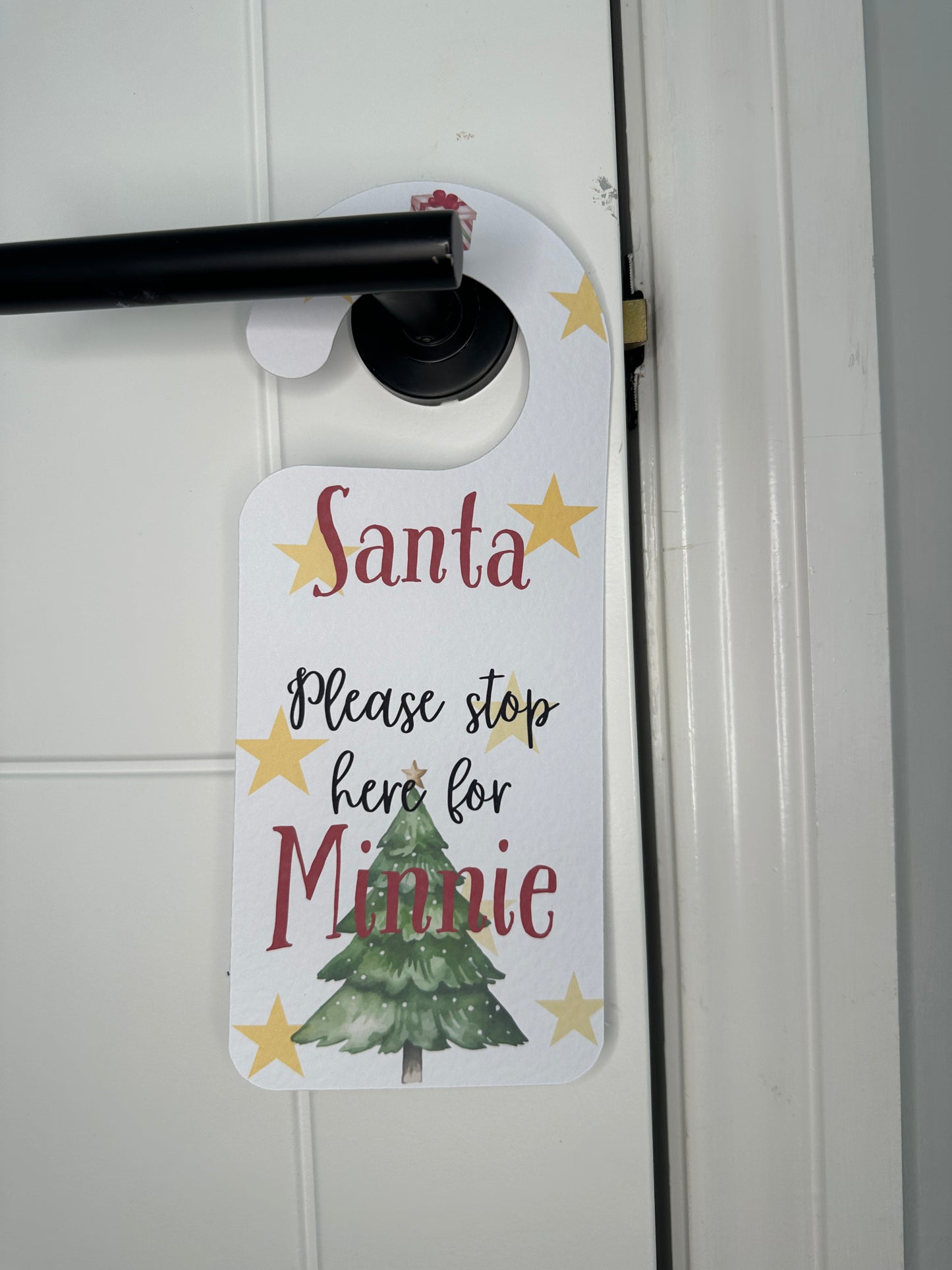 Red Santa Stop Here Personalised Door Hanger