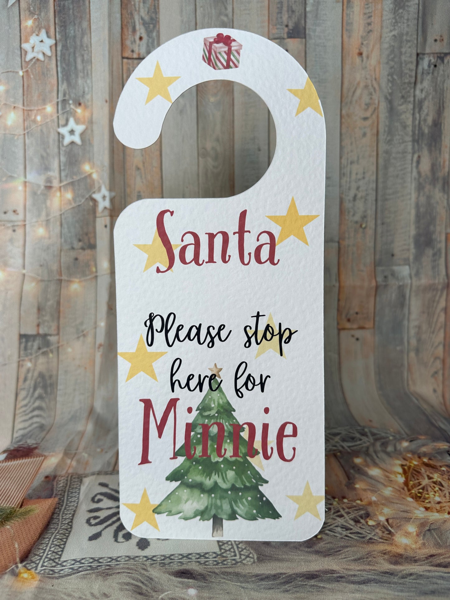 Red Santa Stop Here Personalised Door Hanger